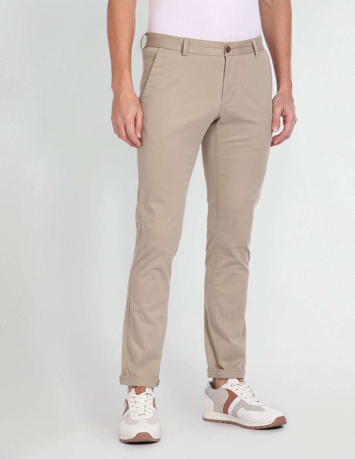 Arrow Sport Slim Fit Men Khaki Trousers
