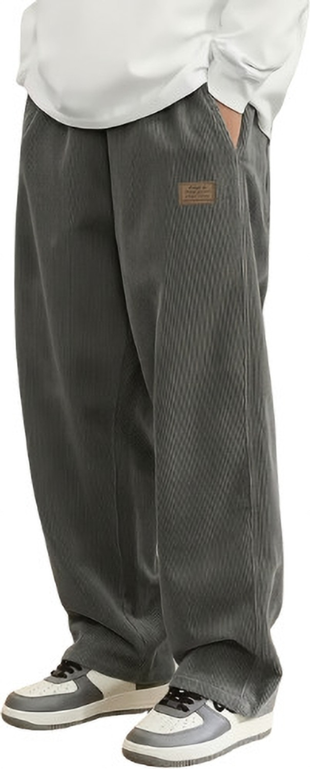 Image of JexPuti Loose Fit Men Grey Trousers