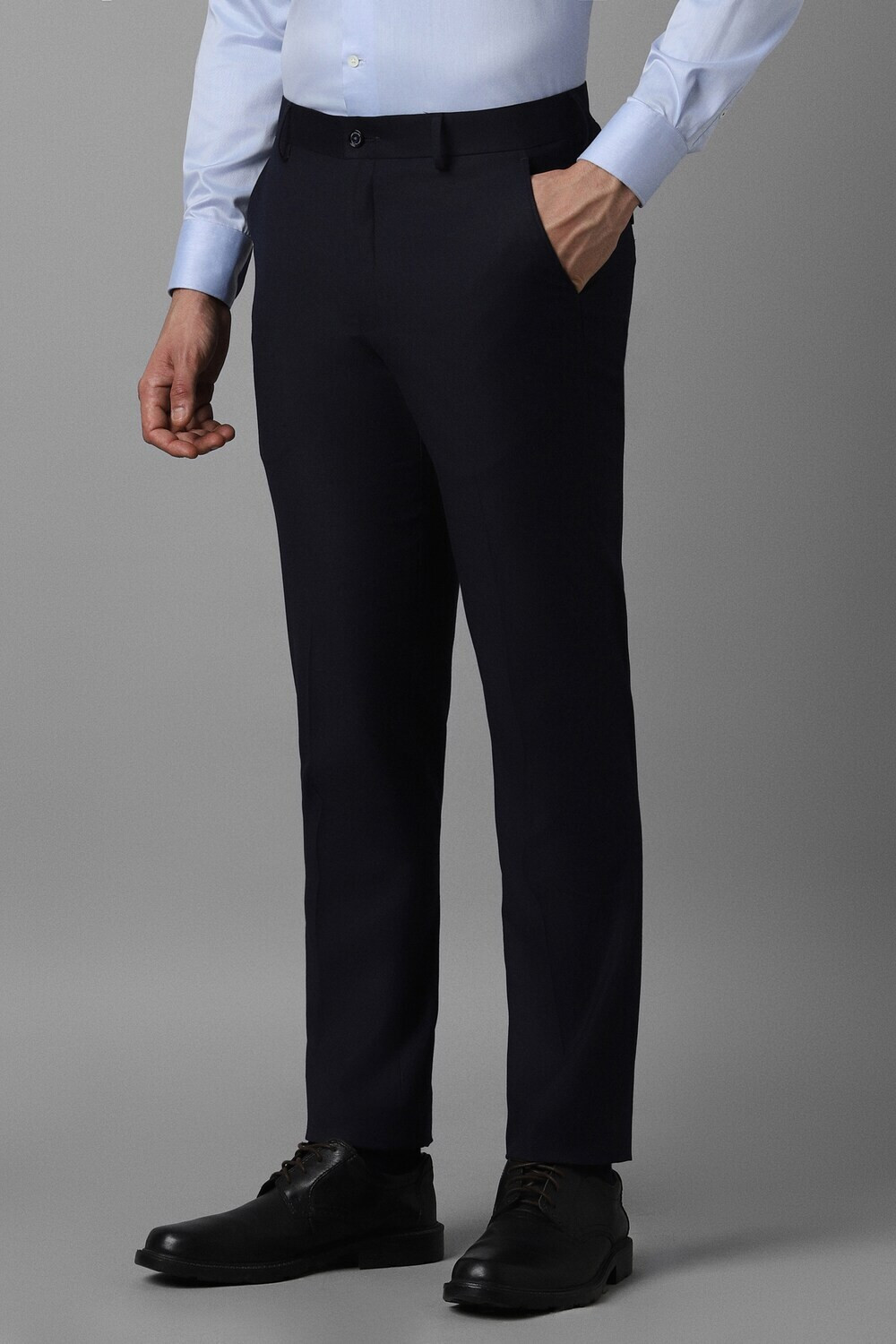 Image of LOUIS PHILIPPE Slim Fit Men Dark Blue Trousers