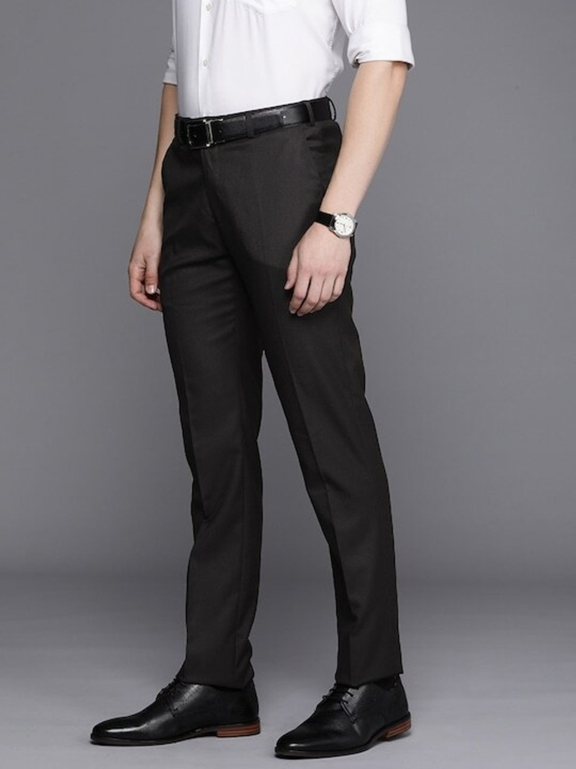 Image of Raymond Slim Fit Men Brown Trousers