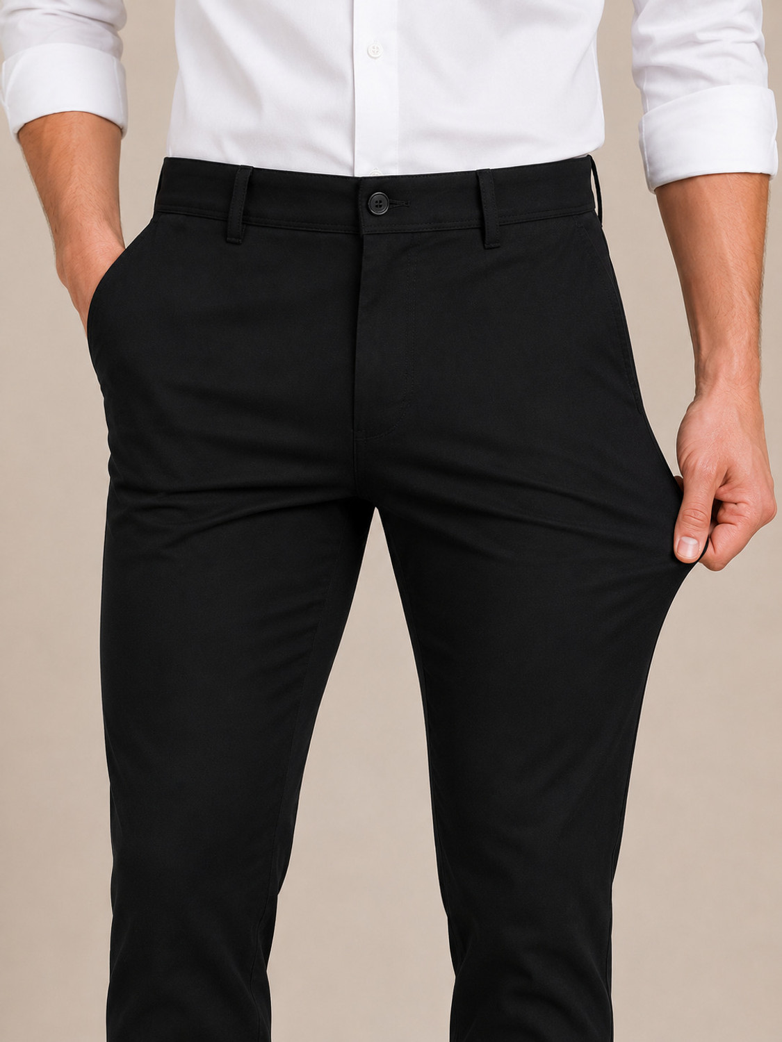 Image of ARADHYAGARMENT Straight Fit, Slim Fit Men Black Trousers