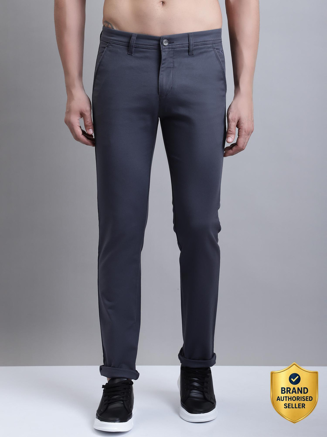 Image of CANTABIL Regular Fit Men Grey Trousers