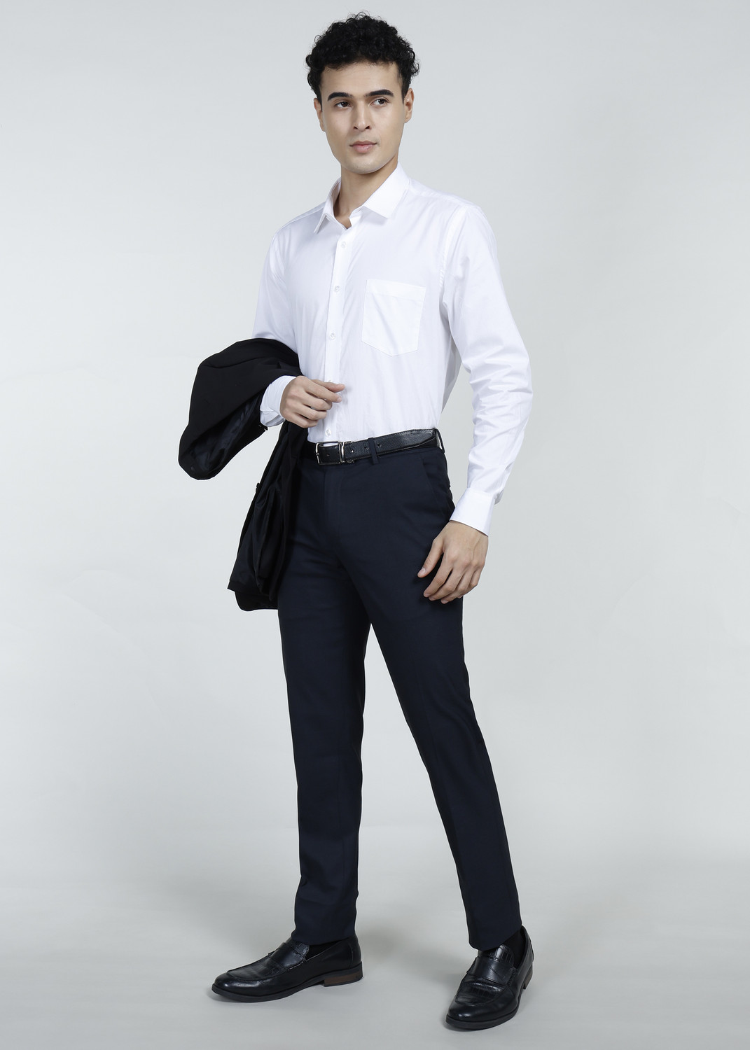 Image of PETER ENGLAND Slim Fit Men Blue Trousers