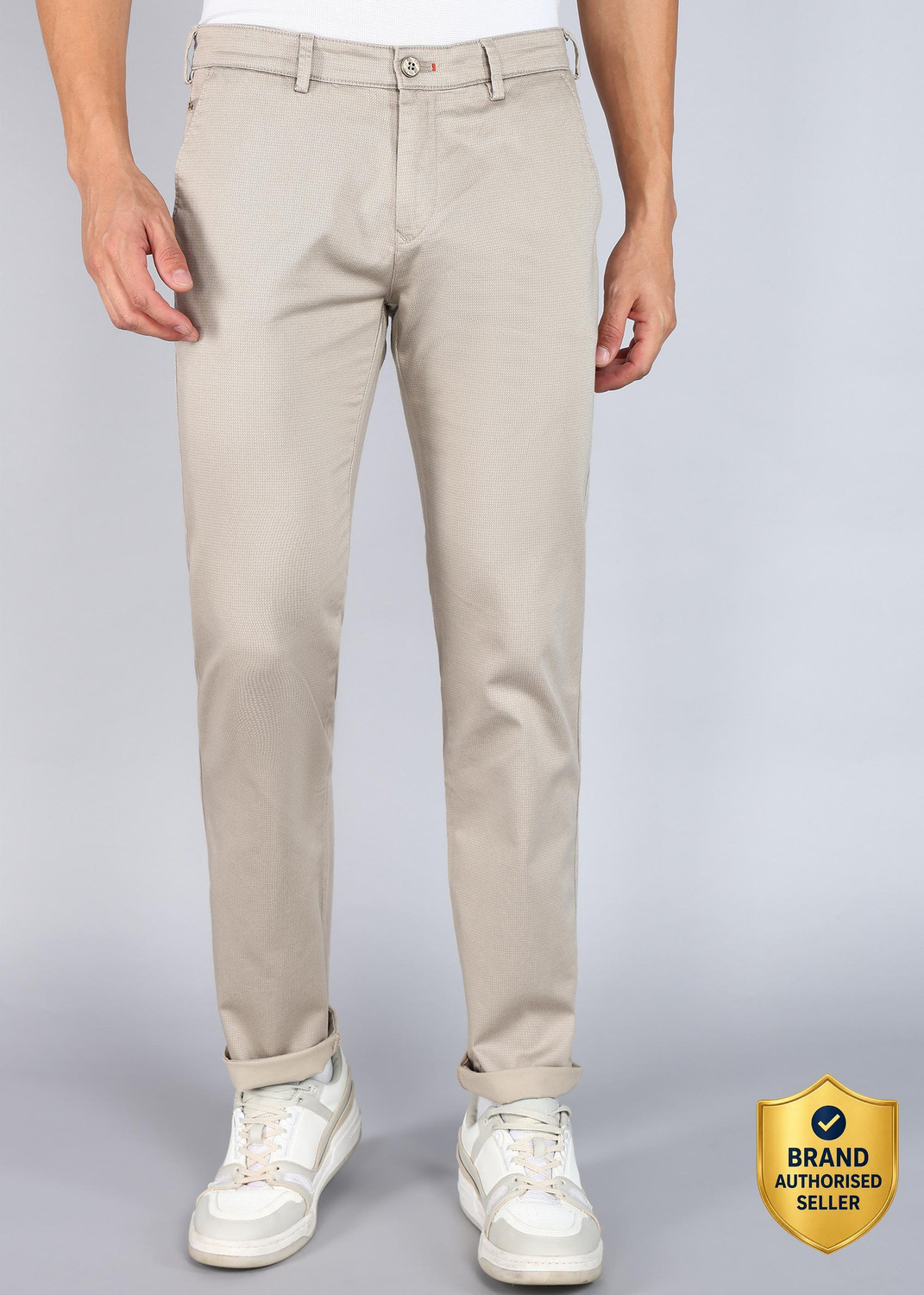 Image of KILLER Slim Fit Men Cream Trousers