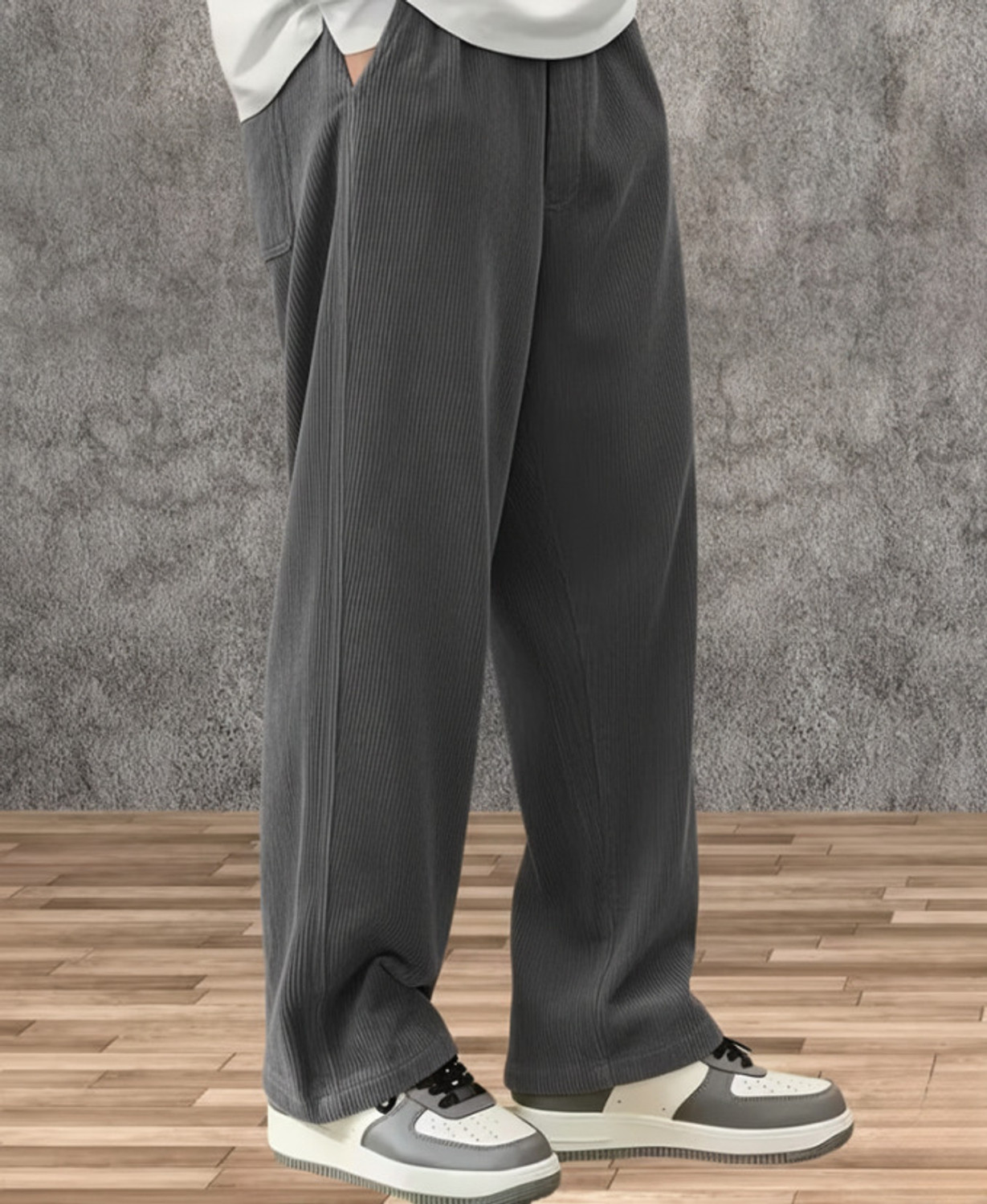 Image of JexPuti Loose Fit Men Grey Trousers