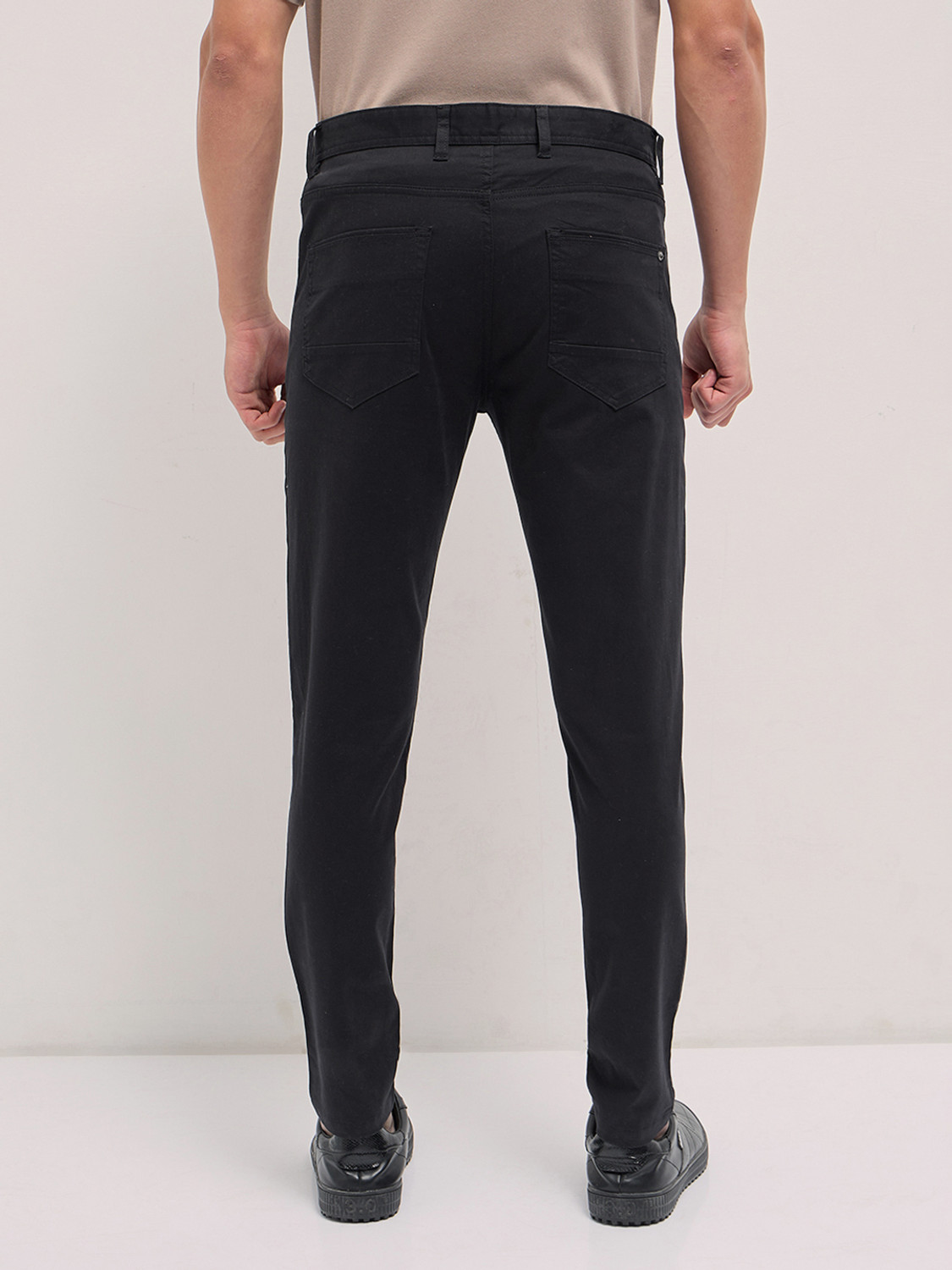 Image of THE BEAR HOUSE Slim Fit Men Black Trousers
