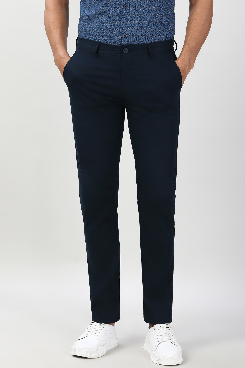 Image of PETER ENGLAND Slim Fit Men Dark Blue Trousers
