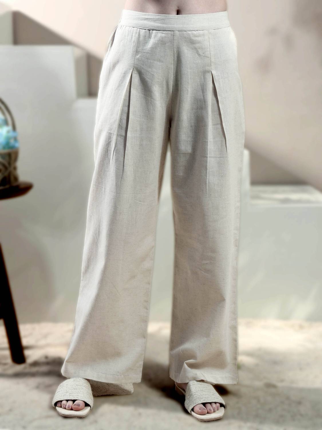 ATHENA Regular Fit Women Cream Trousers