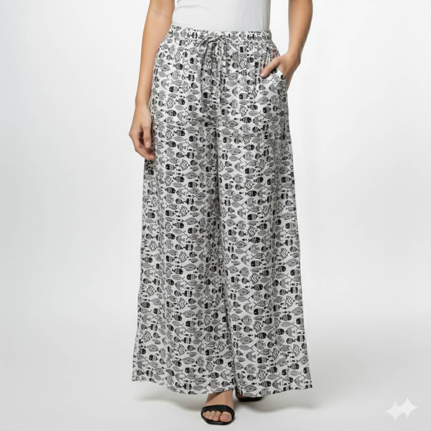 bongo nari boutique Loose Fit, Relaxed Women White Trousers