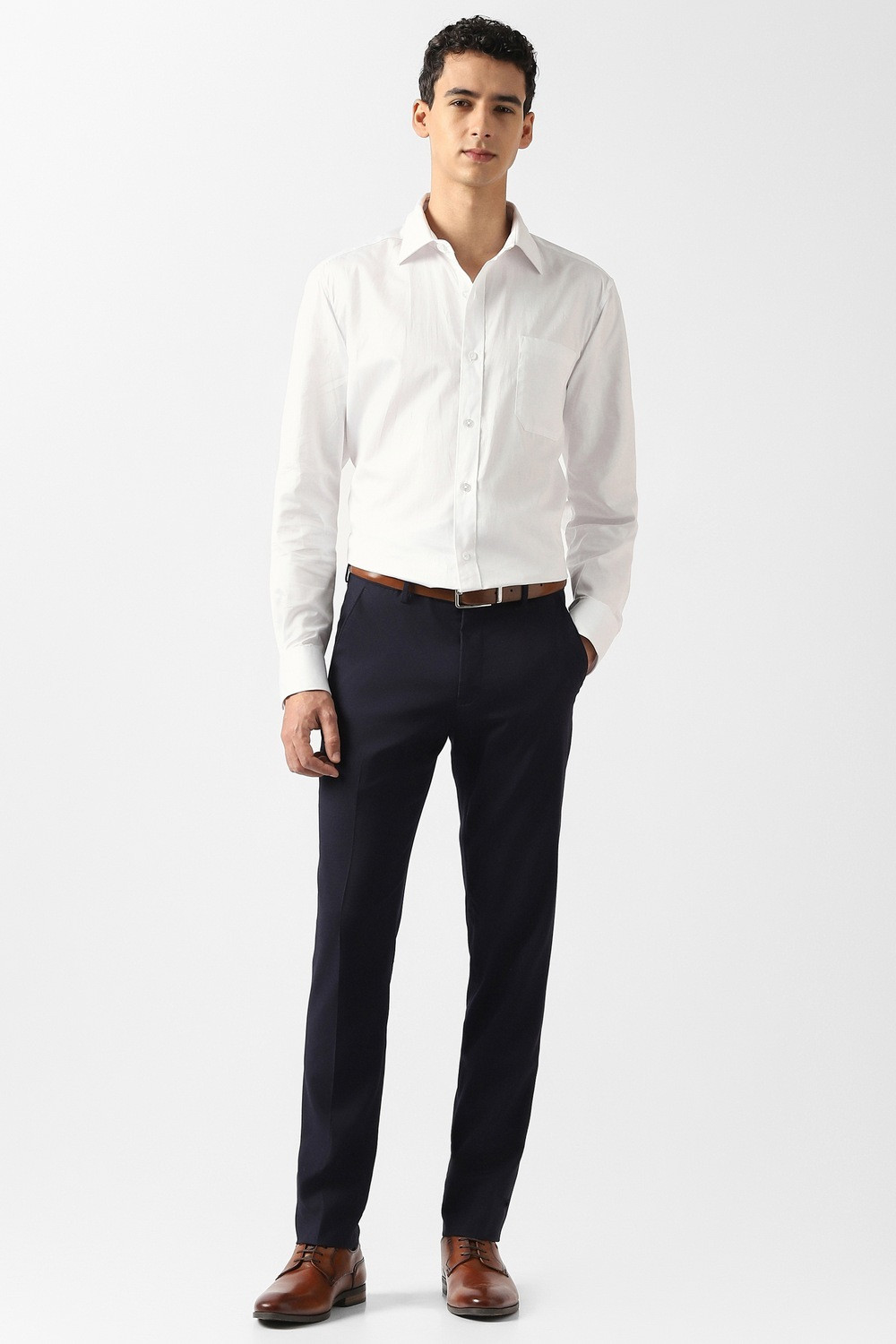 Image of VAN HEUSEN Slim Fit Men Dark Blue Trousers
