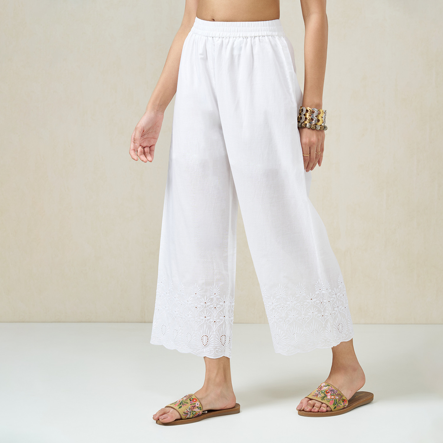 Image of Rangmanch by Pantaloons Regular Fit Women White Trousers