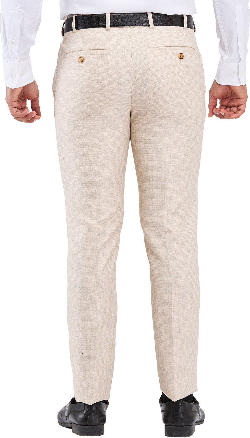 Image of Raymond Slim Fit Men Beige Trousers