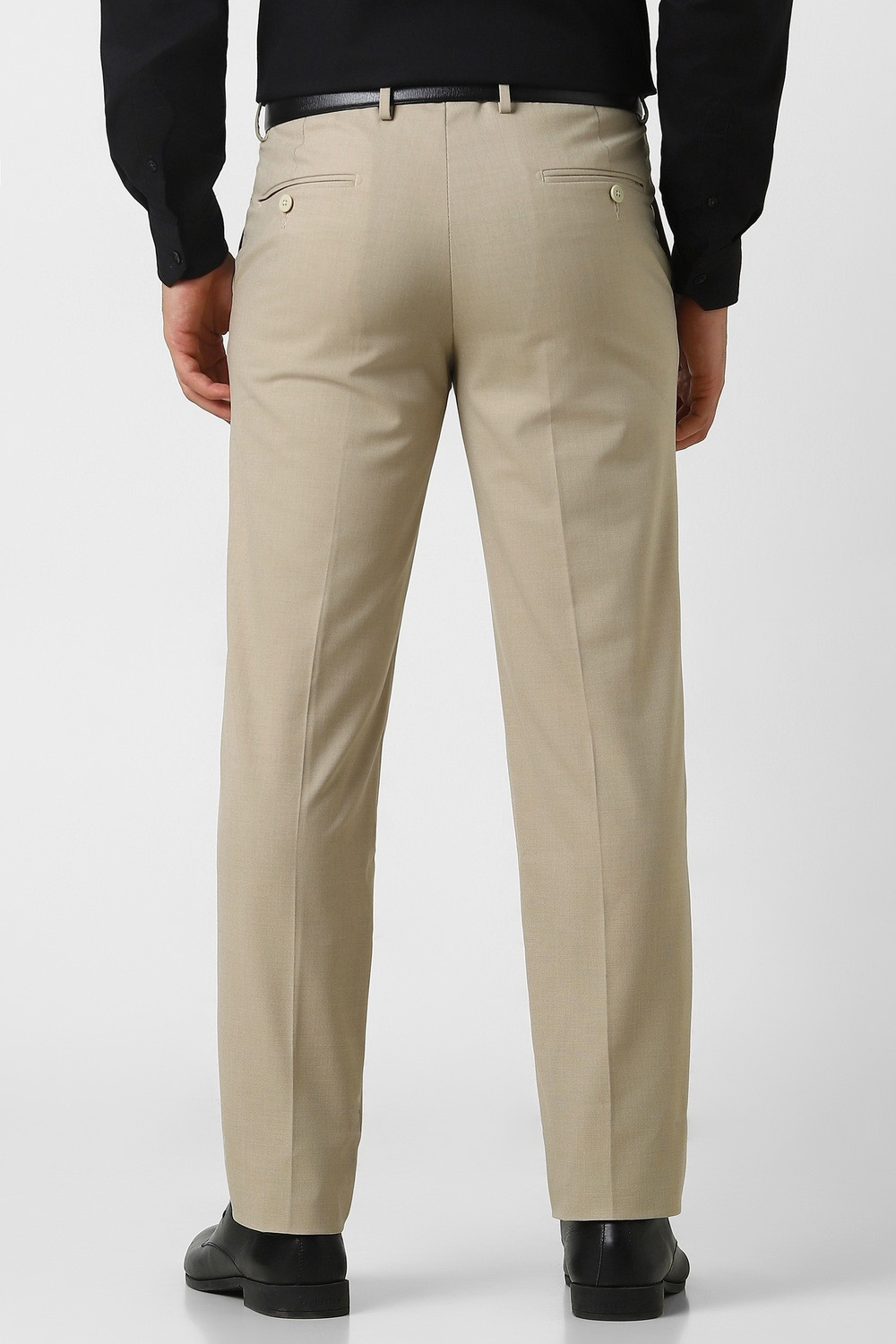 Image of VAN HEUSEN Slim Fit Men Beige Trousers