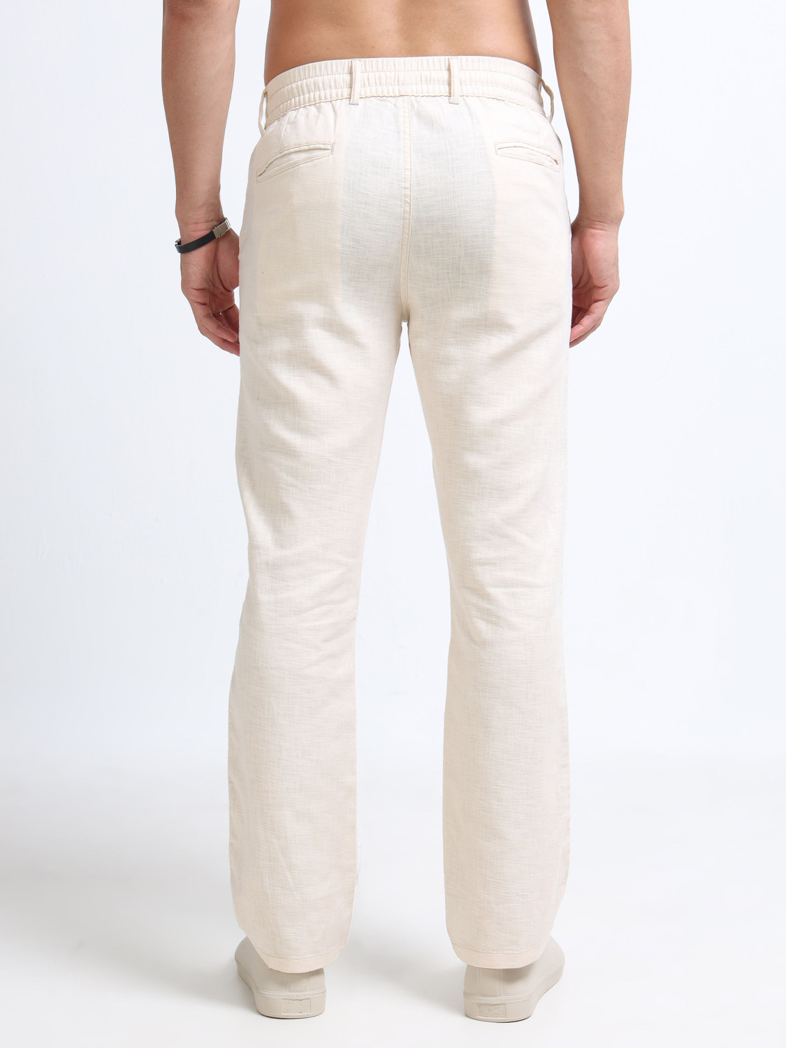 Image of VASTRAWEAR Straight Fit Men Cream Trousers
