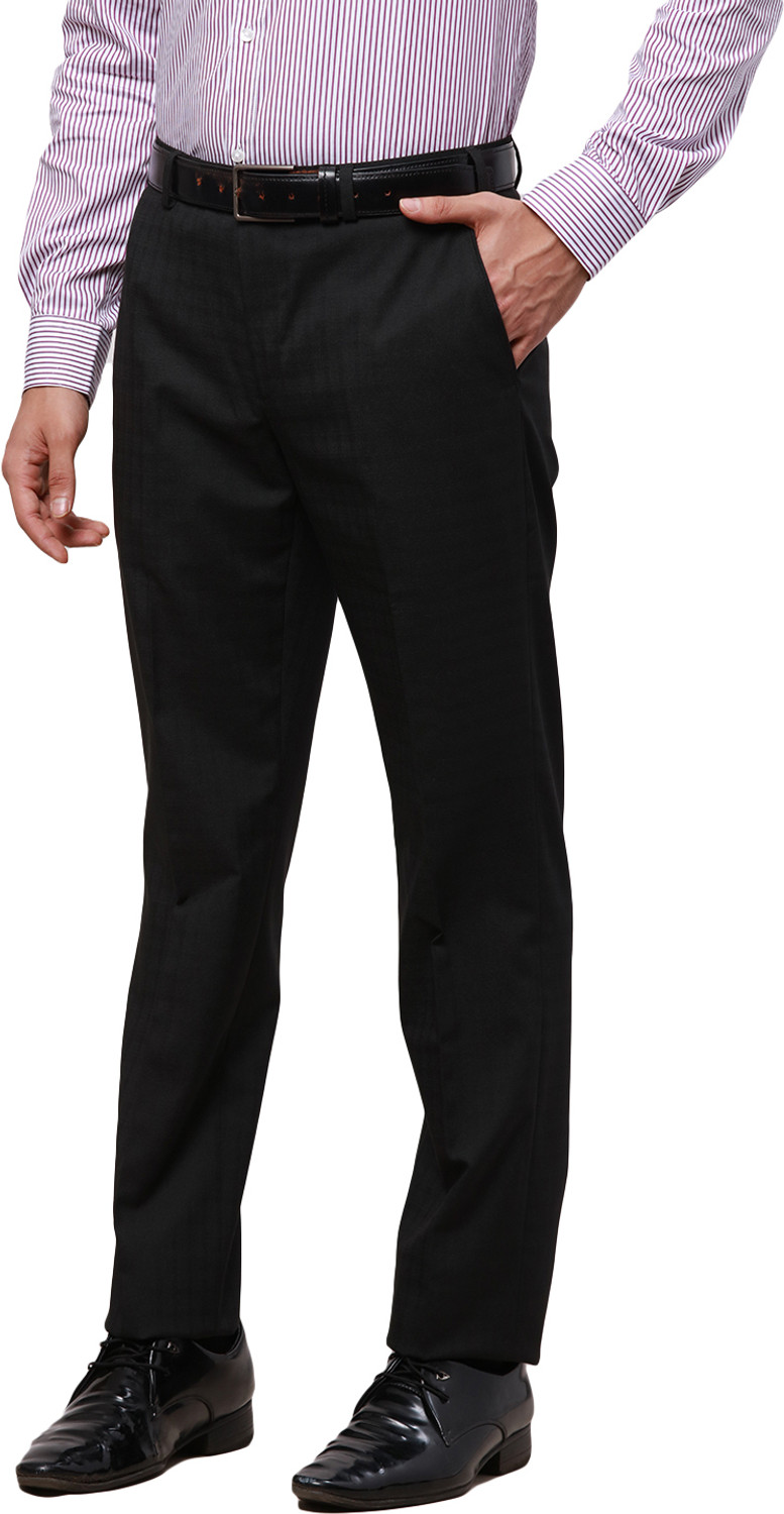 Image of PARK AVENUE Regular Fit Men Black Trousers