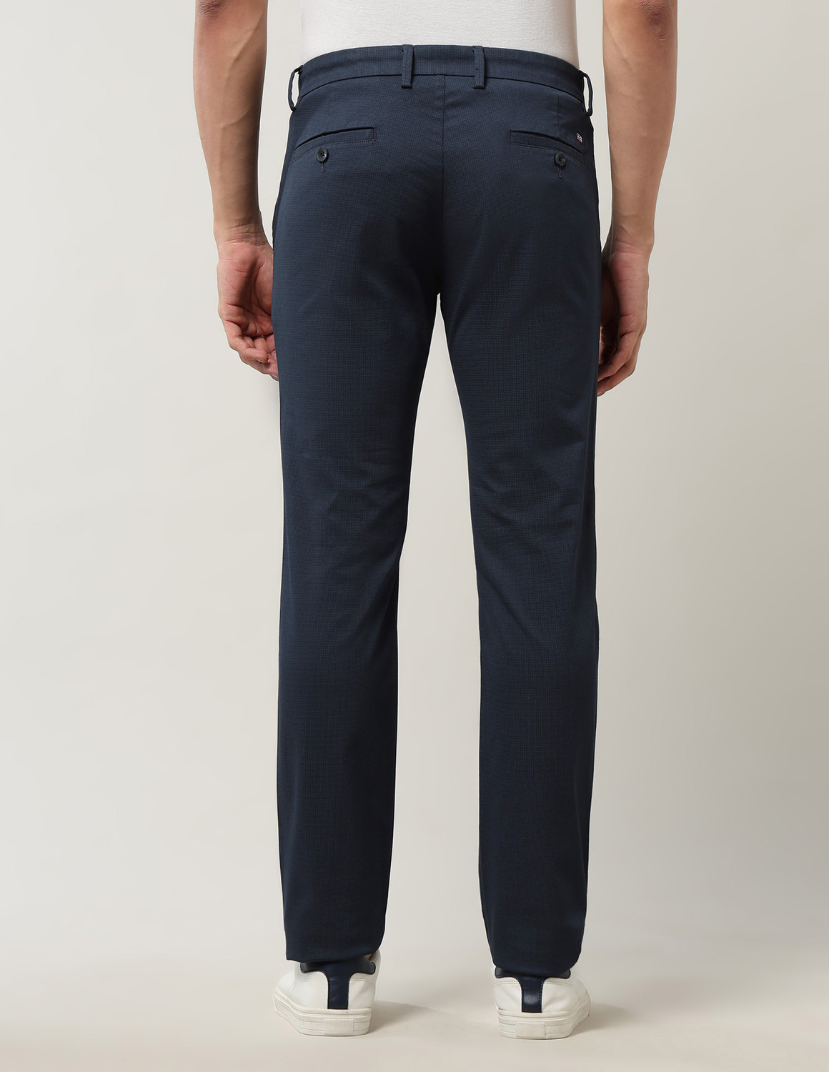Image of Arrow Sport Slim Fit Men Blue Trousers