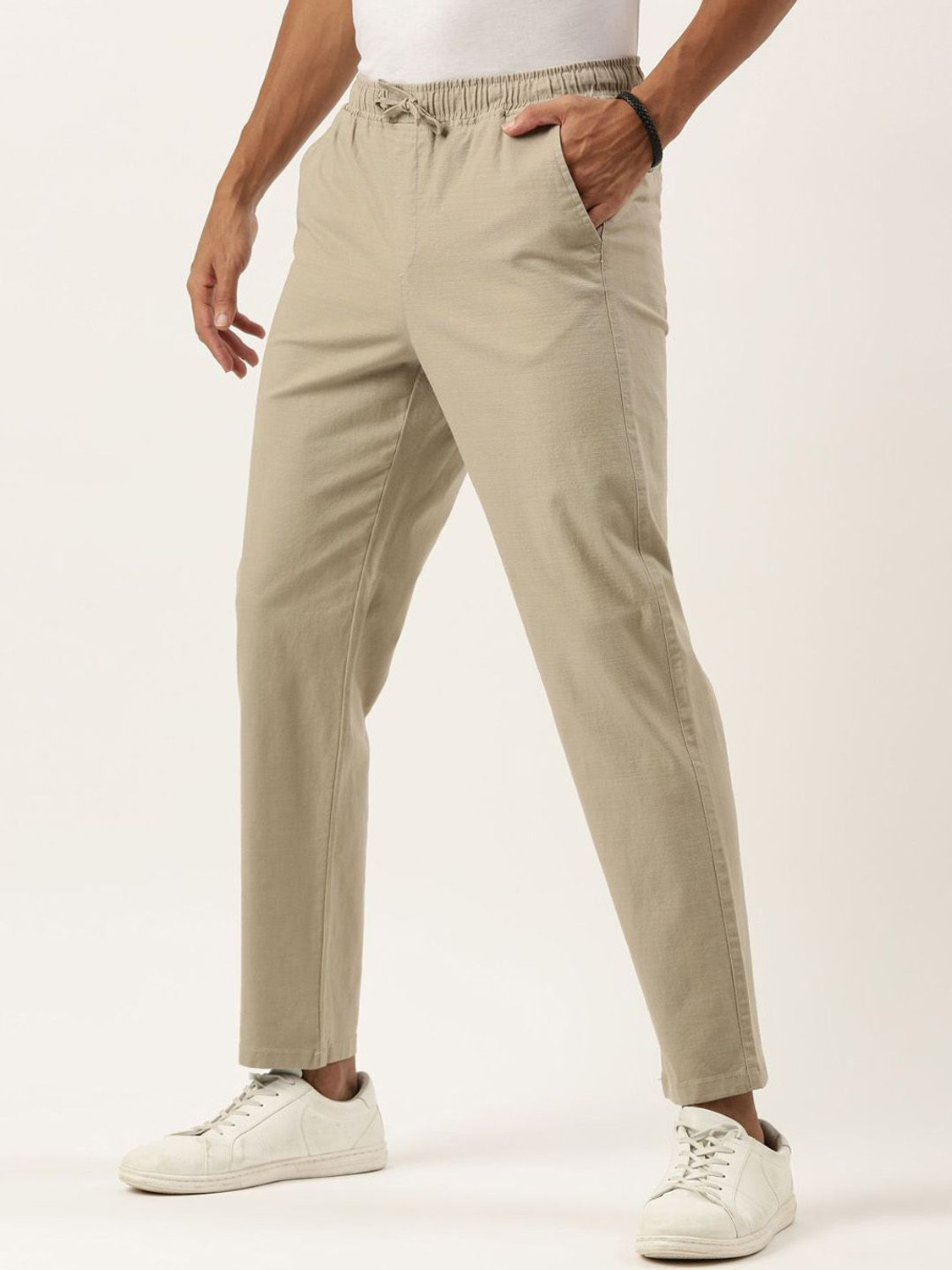 Image of Roadster Regular Fit Men Beige Trousers