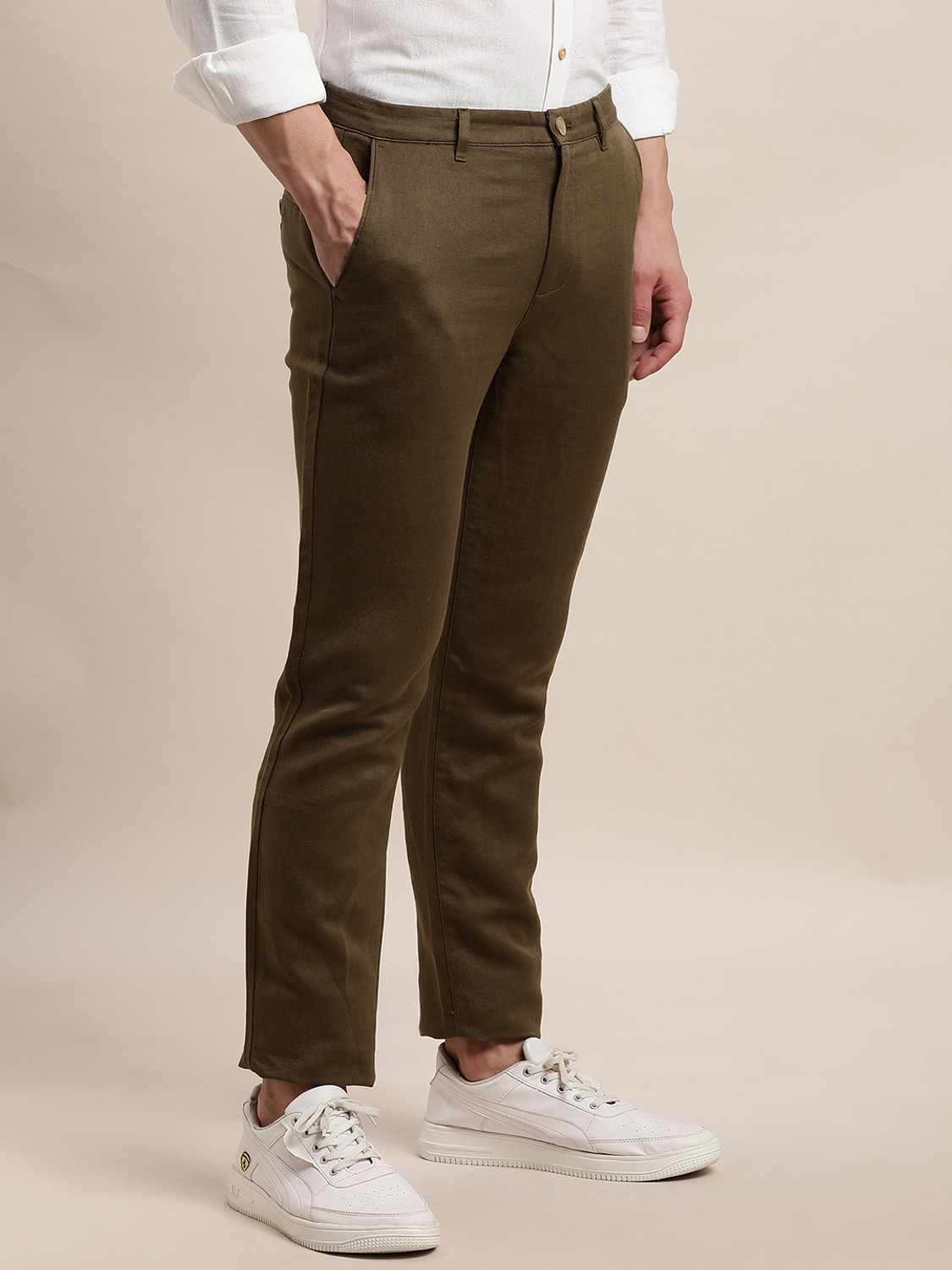 Image of TURTLE Slim Fit Men Brown Trousers