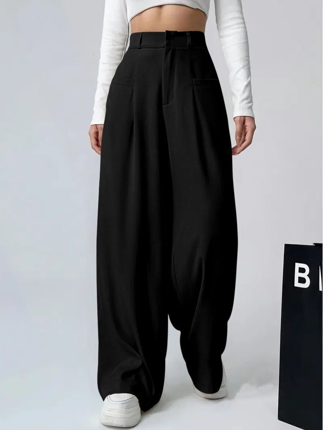 Image of Leriya Fashion Regular Fit Women Black Trousers