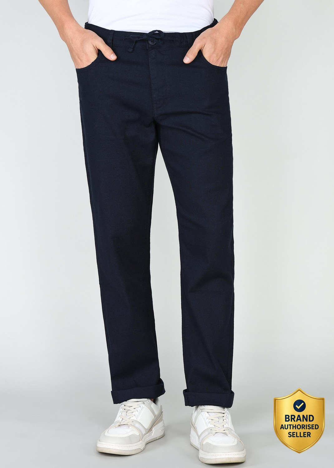 Image of INTEGRITI Slim Fit Men Dark Blue Trousers