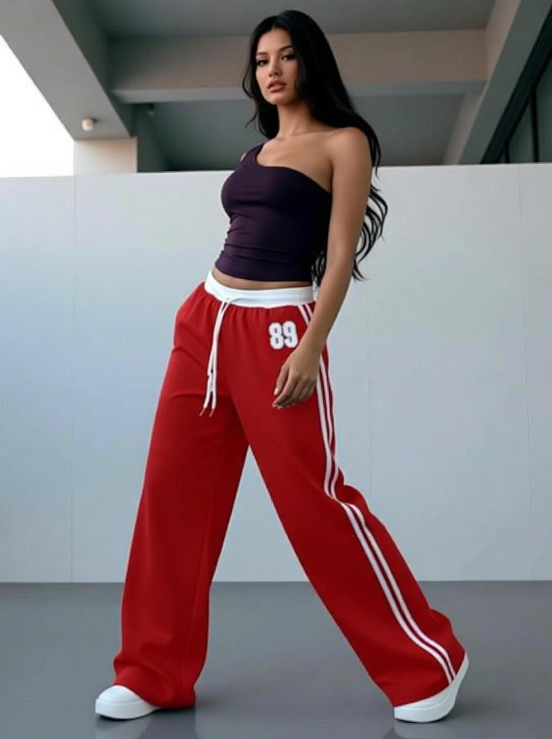 Image of GlamsyStyle Comfort Fit Women Red Trousers