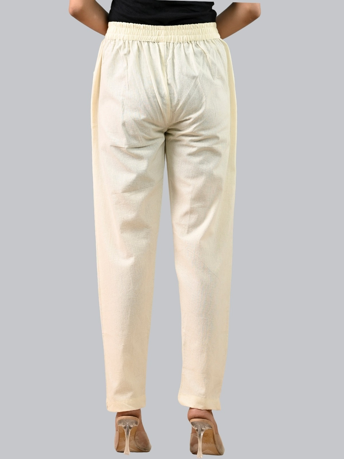 Image of HouseOfCommon Regular Fit Women Cream Trousers