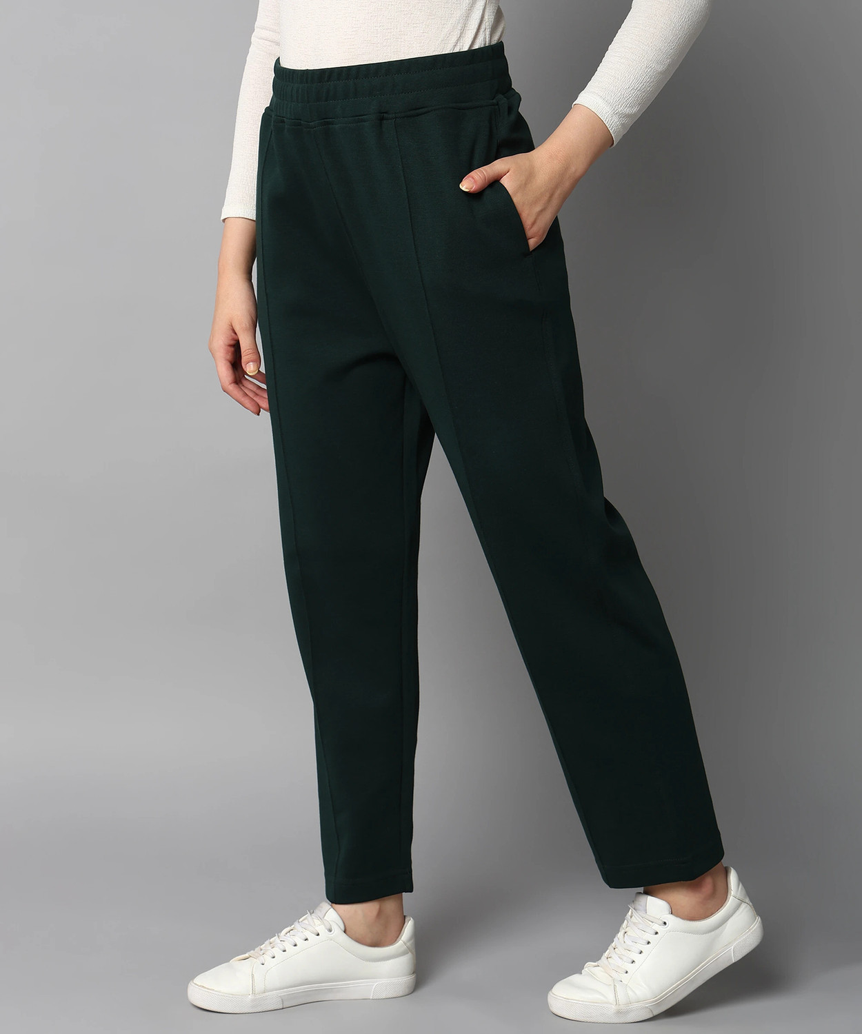 Image of Alan Jones Flared Women Dark Green Trousers