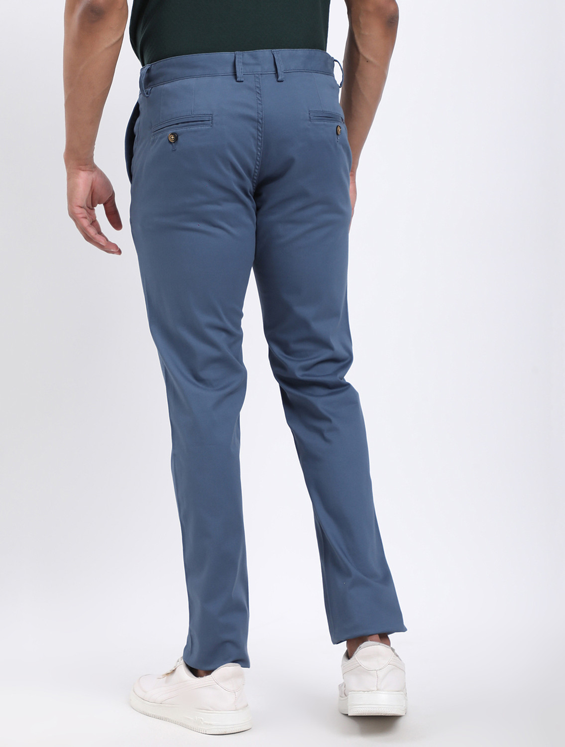 Image of INDIAN TERRAIN Slim Fit Men Blue Trousers