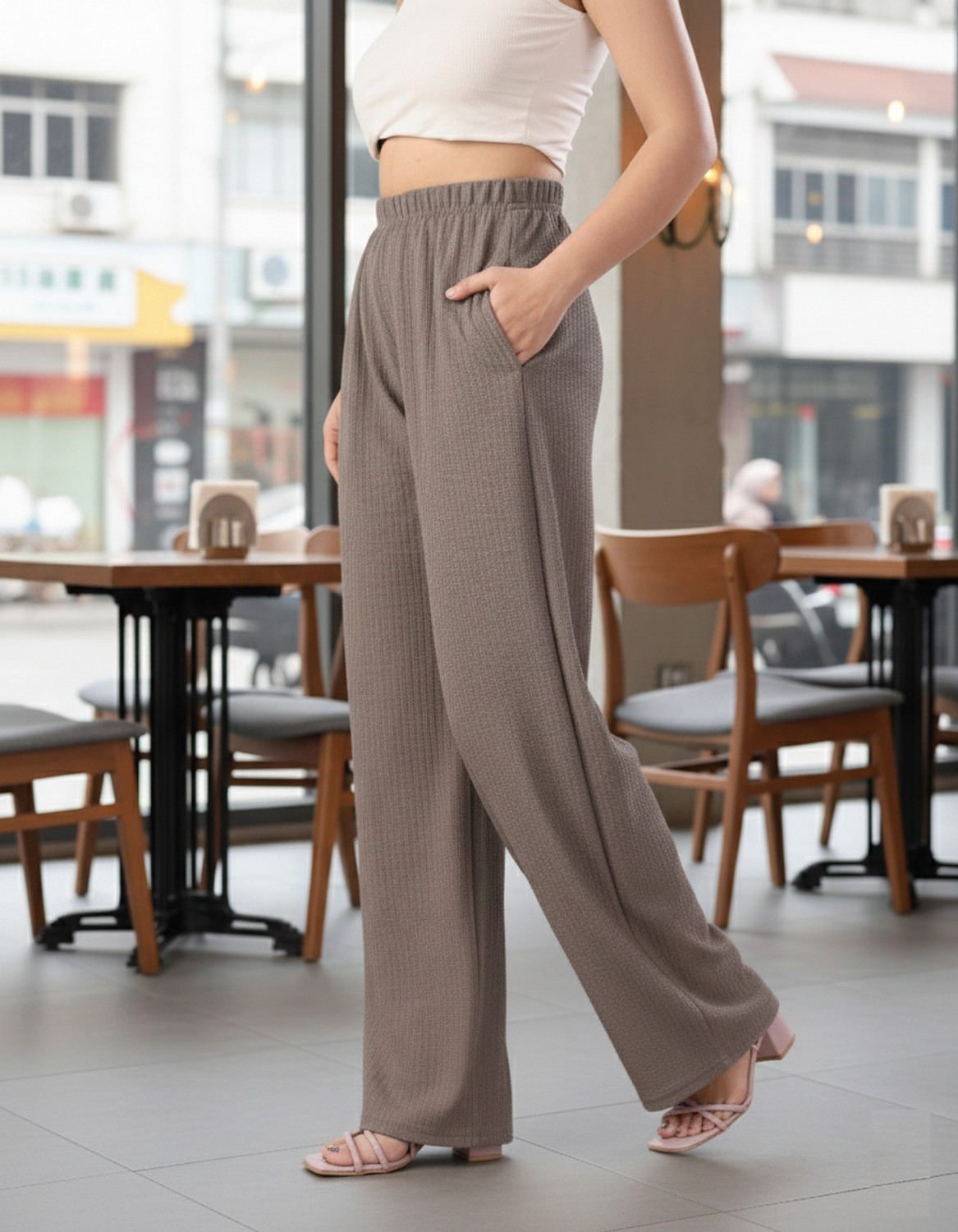 Image of Doil Domec Loose Fit Women Black, Brown Trousers