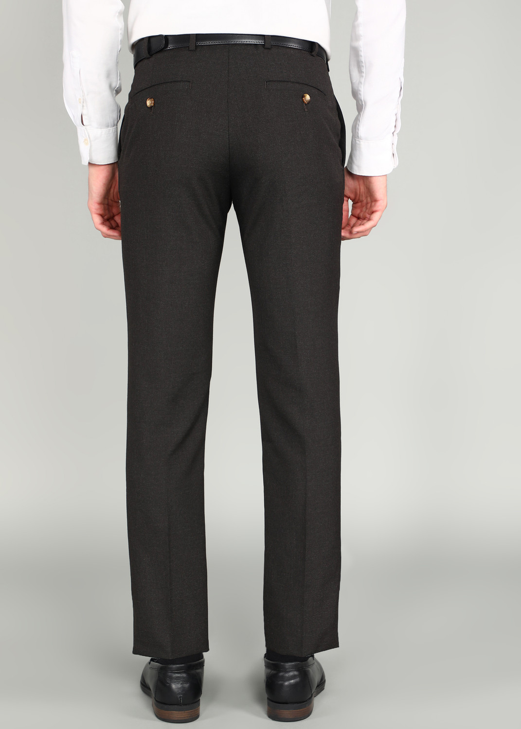 Image of Raymond Men Slim Fit Brown Polyester Trousers