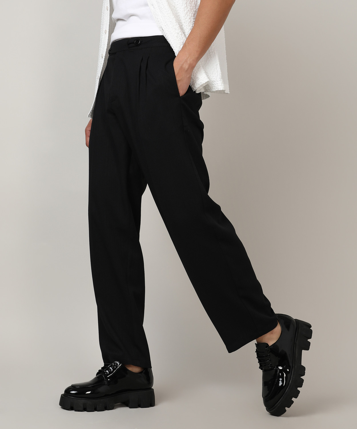 Image of CAMPUS SUTRA Regular Fit Men Black Trousers