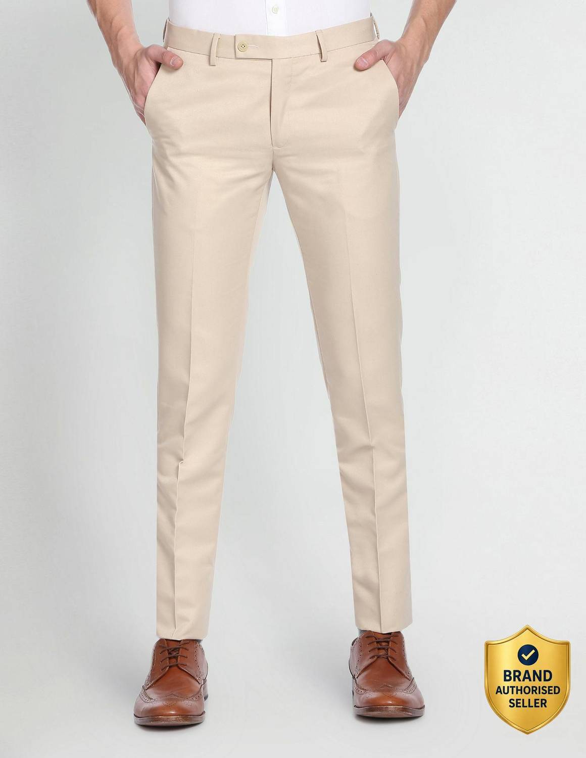 ARROW Regular Fit Men Beige Trousers