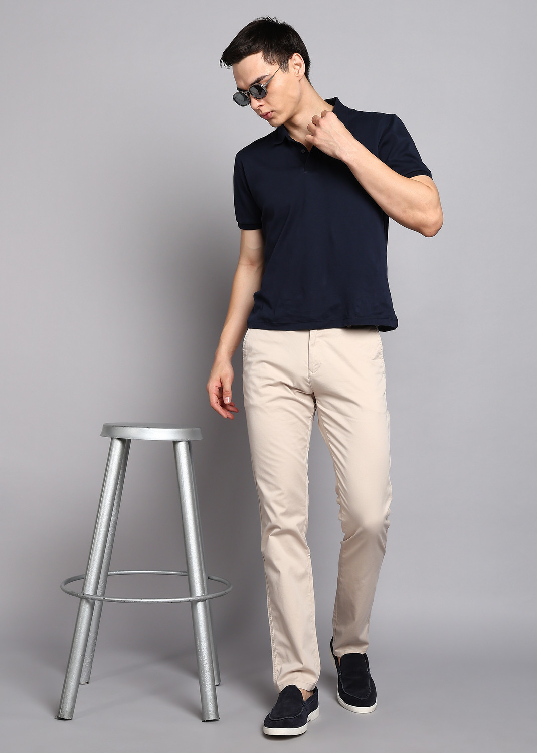 Image of KILLER Men Slim Fit Cream Cotton Blend Trousers