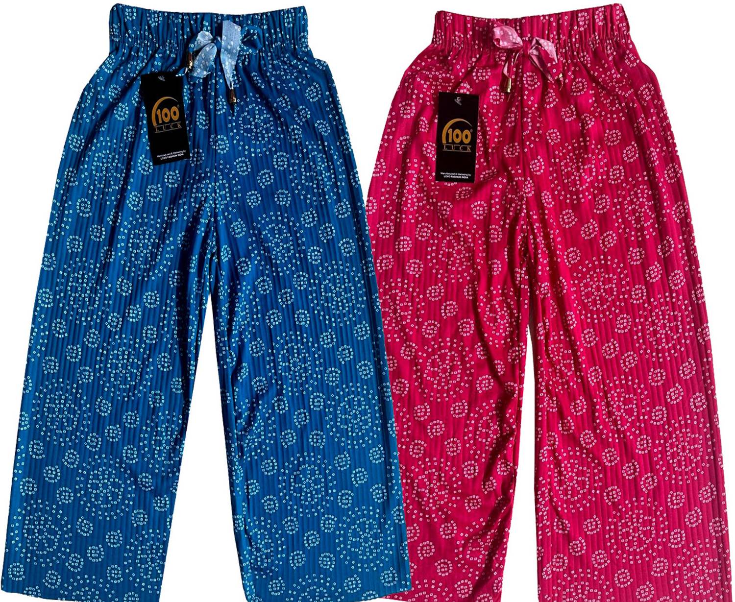 100LUCK Loose Fit Girls Pink, Blue Trousers