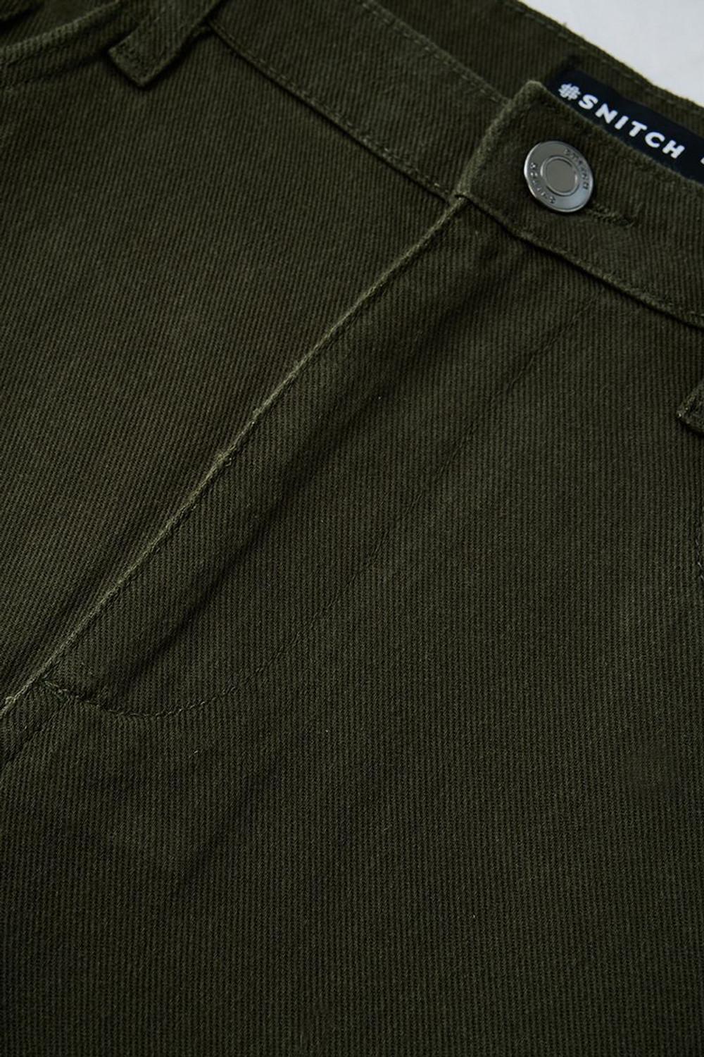 Image of Snitch Men Regular Fit Green Pure Cotton Trousers