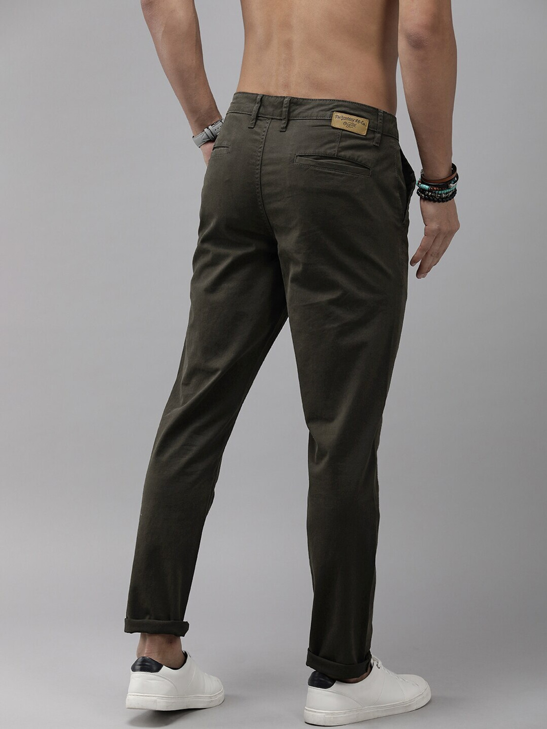Image of Roadster Regular Fit Men Green Trousers