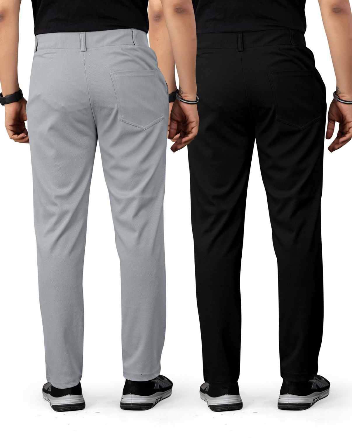 Image of JABROO Regular Fit Men Black, Grey, Dark Blue, Khaki Trousers