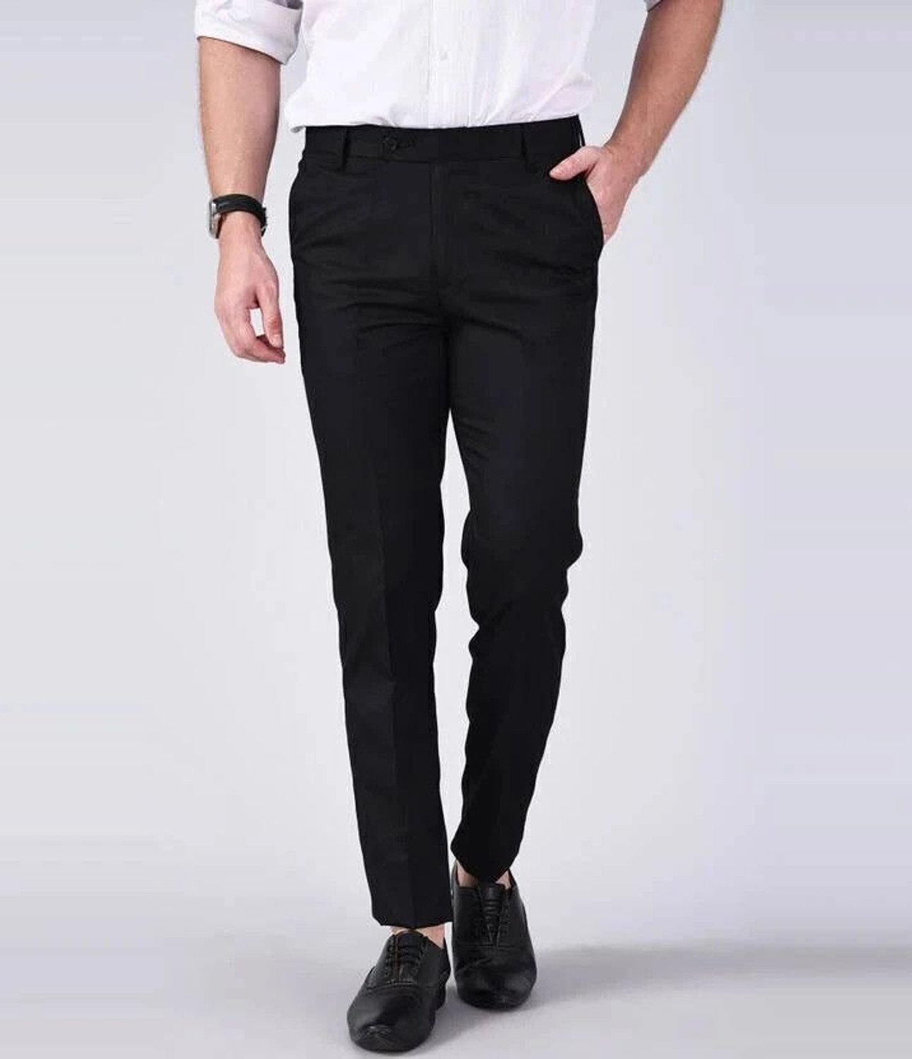 Image of Q AND K Comfort Fit Men Black Trousers