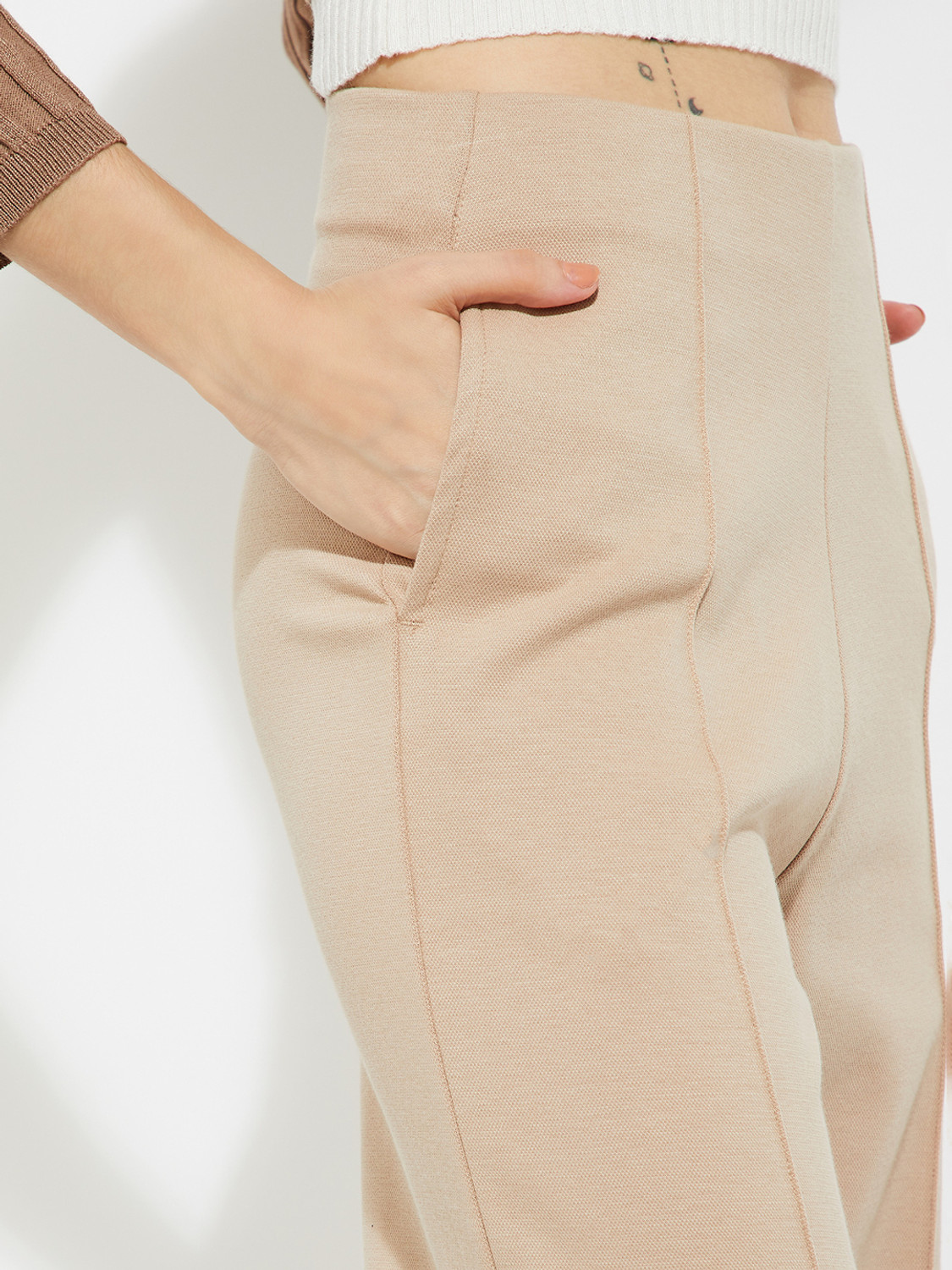Image of MAX Regular Fit Women Beige Trousers