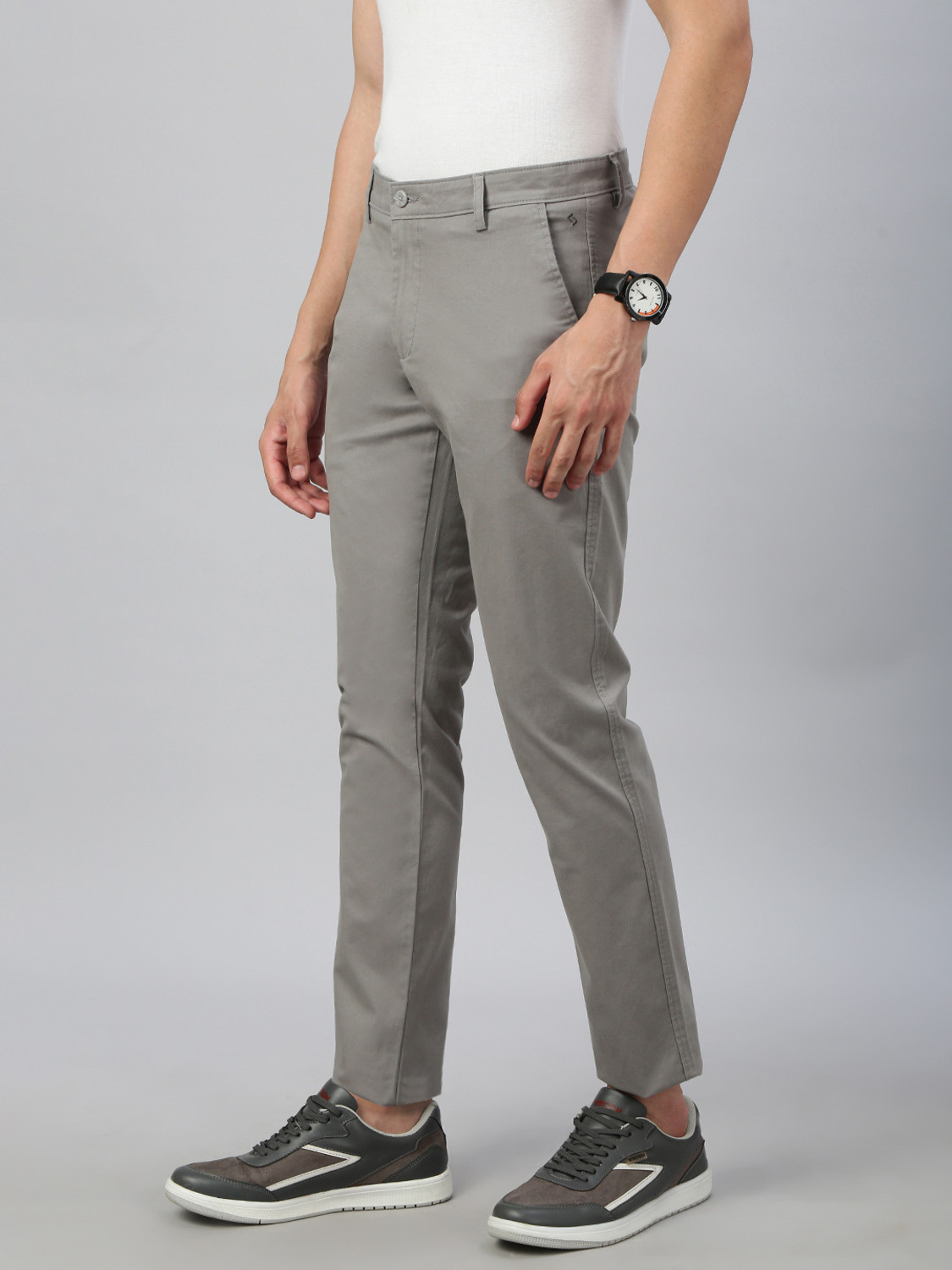 Image of Classic Polo Slim Fit Men Grey Trousers