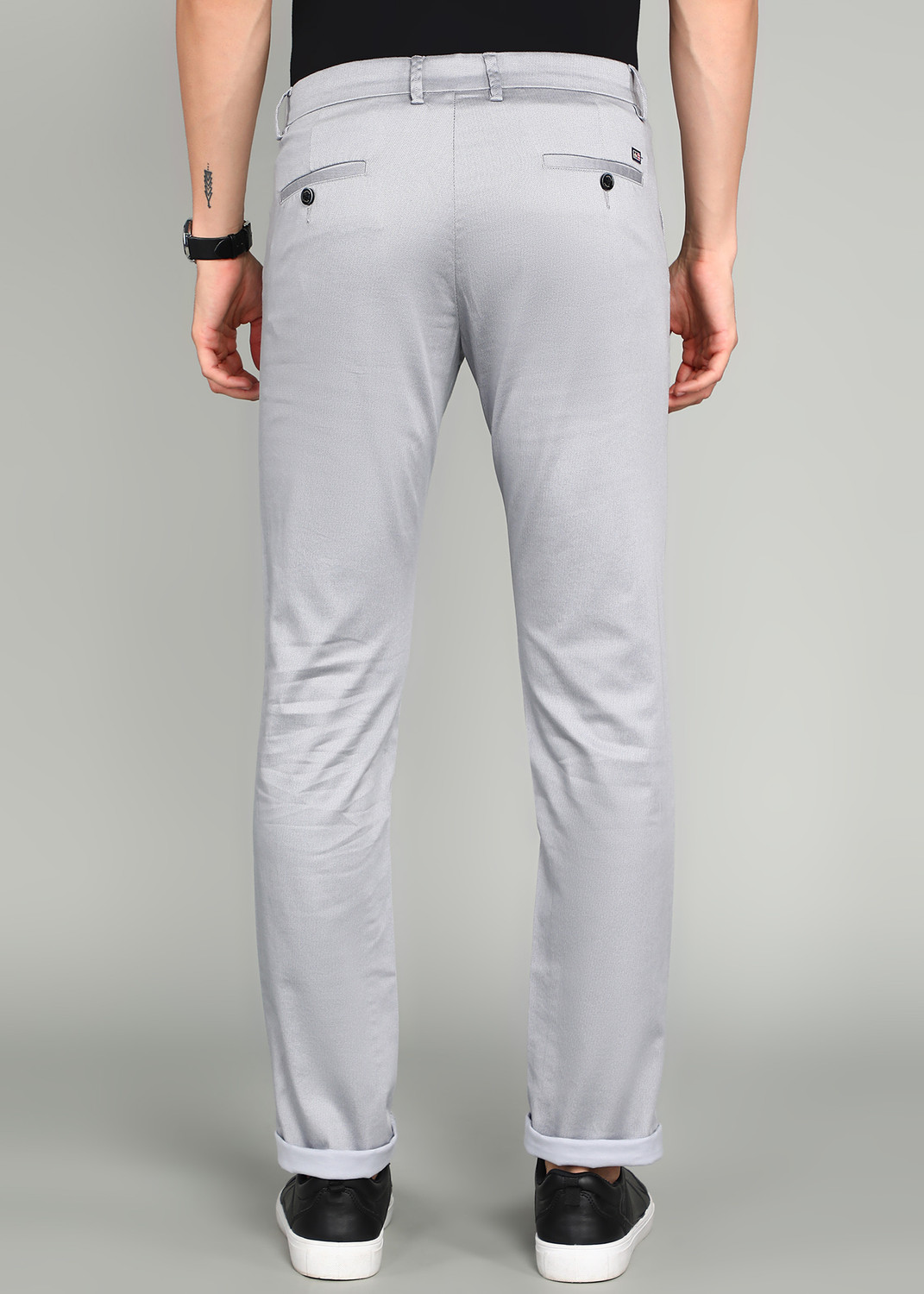 Image of Arrow Sport Men Slim Fit Grey Cotton Blend Trousers