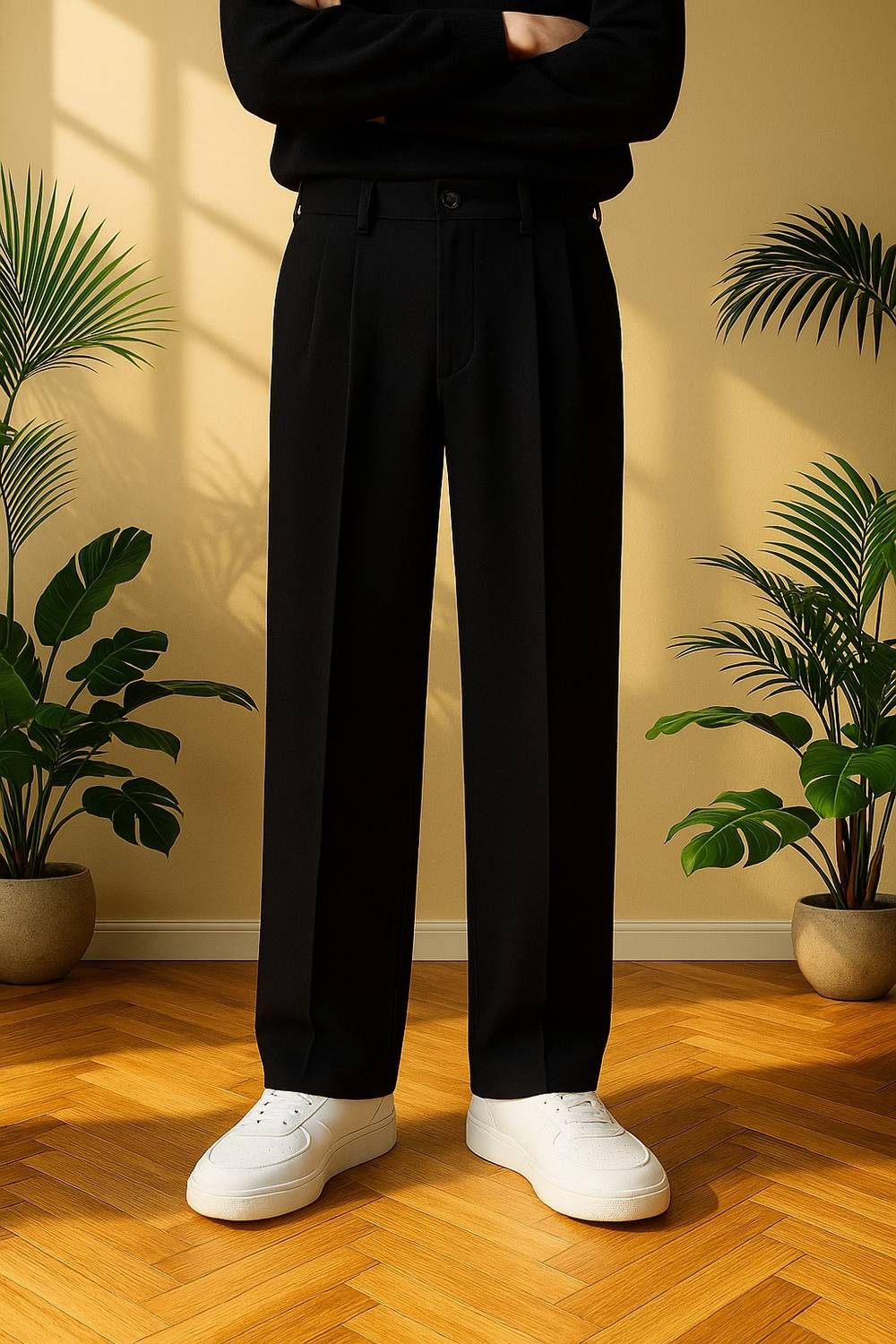 clubbuzz Straight Fit Men Black Trousers - Image 1