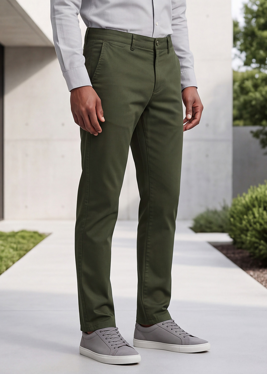 Image of KILLER Men Slim Fit Dark Green Cotton Blend Trousers