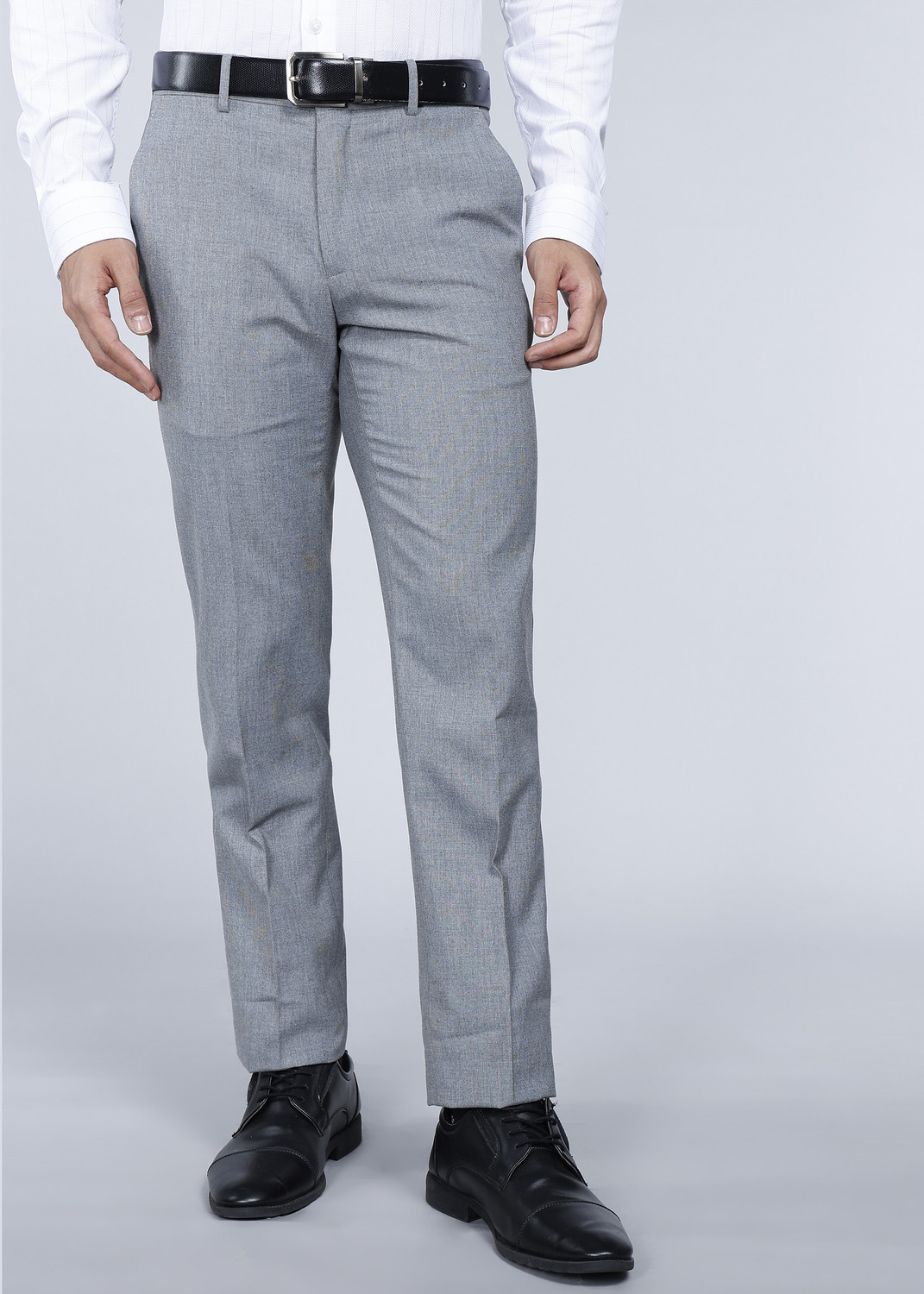Image of PETER ENGLAND Slim Fit Men Grey Trousers