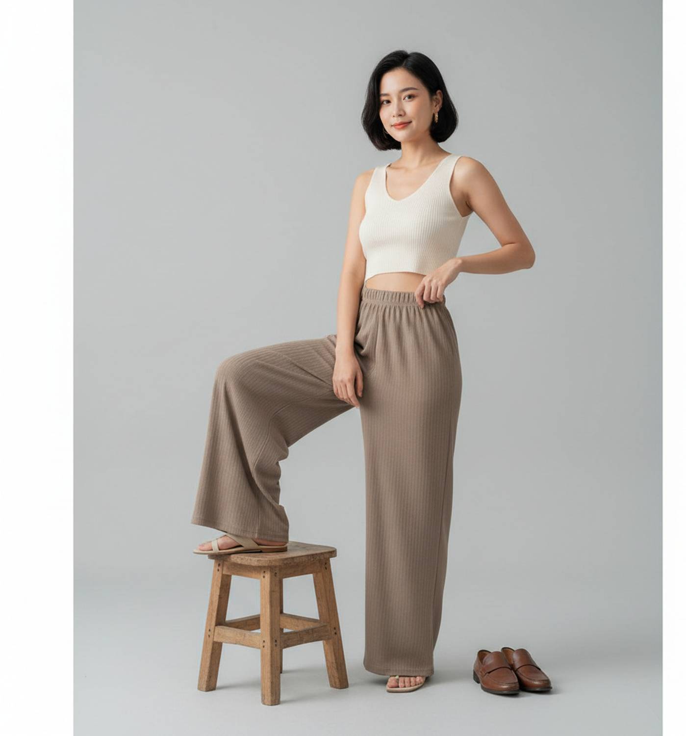BOGSAN Loose Fit Brown Women Trousers - Image 1
