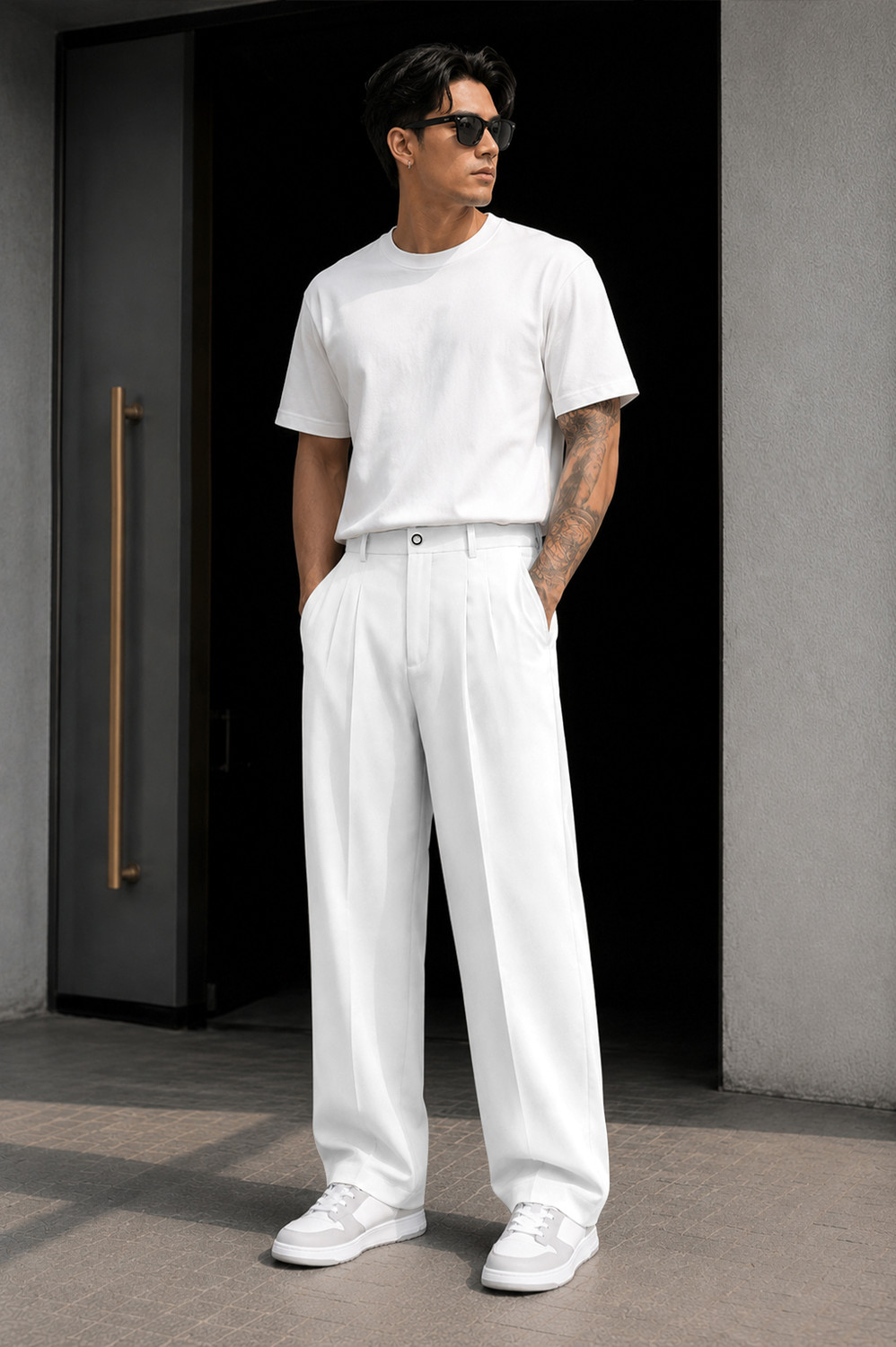 Image of FTX Loose Fit Men White Trousers