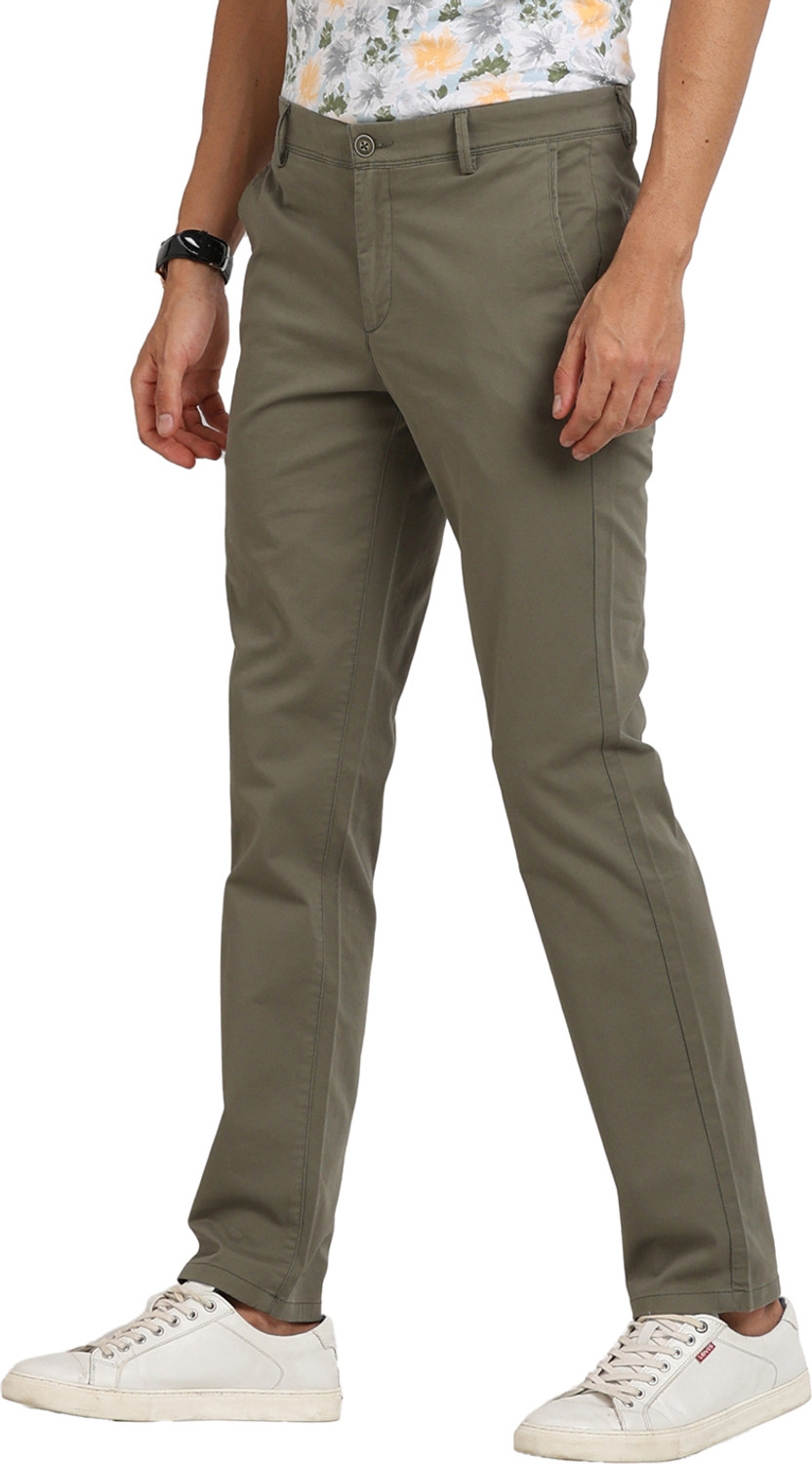 Image of TURTLE Skinny Fit Men Dark Green Trousers