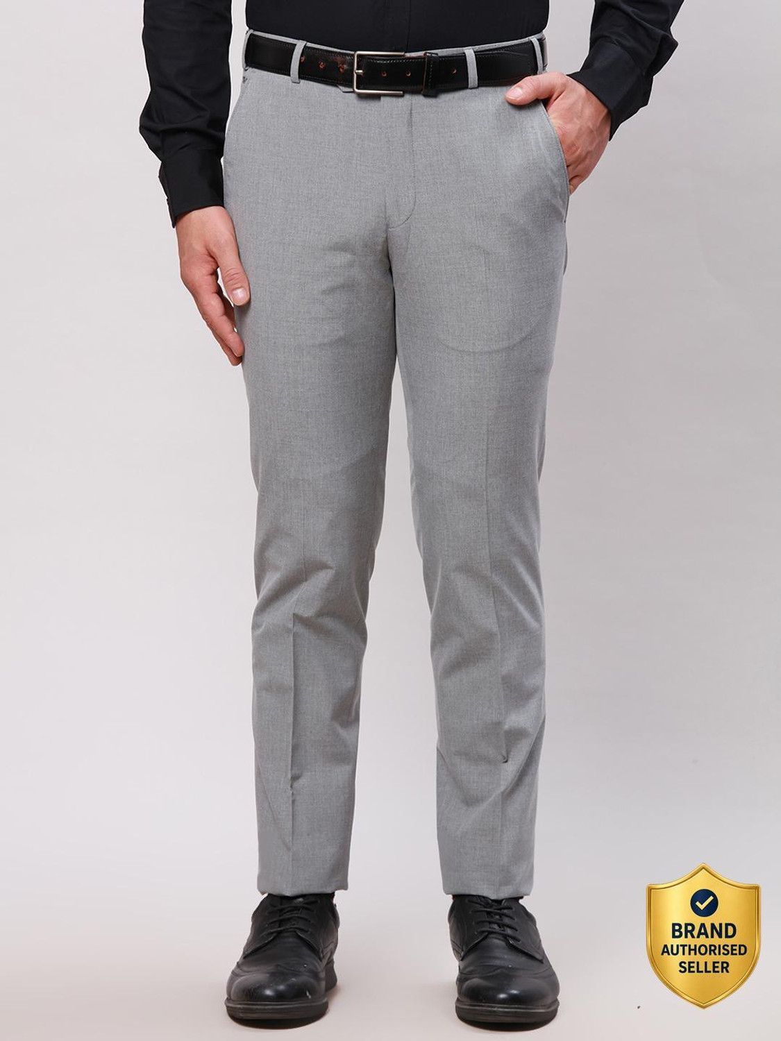 Image of PARK AVENUE Regular Fit Men Grey Trousers