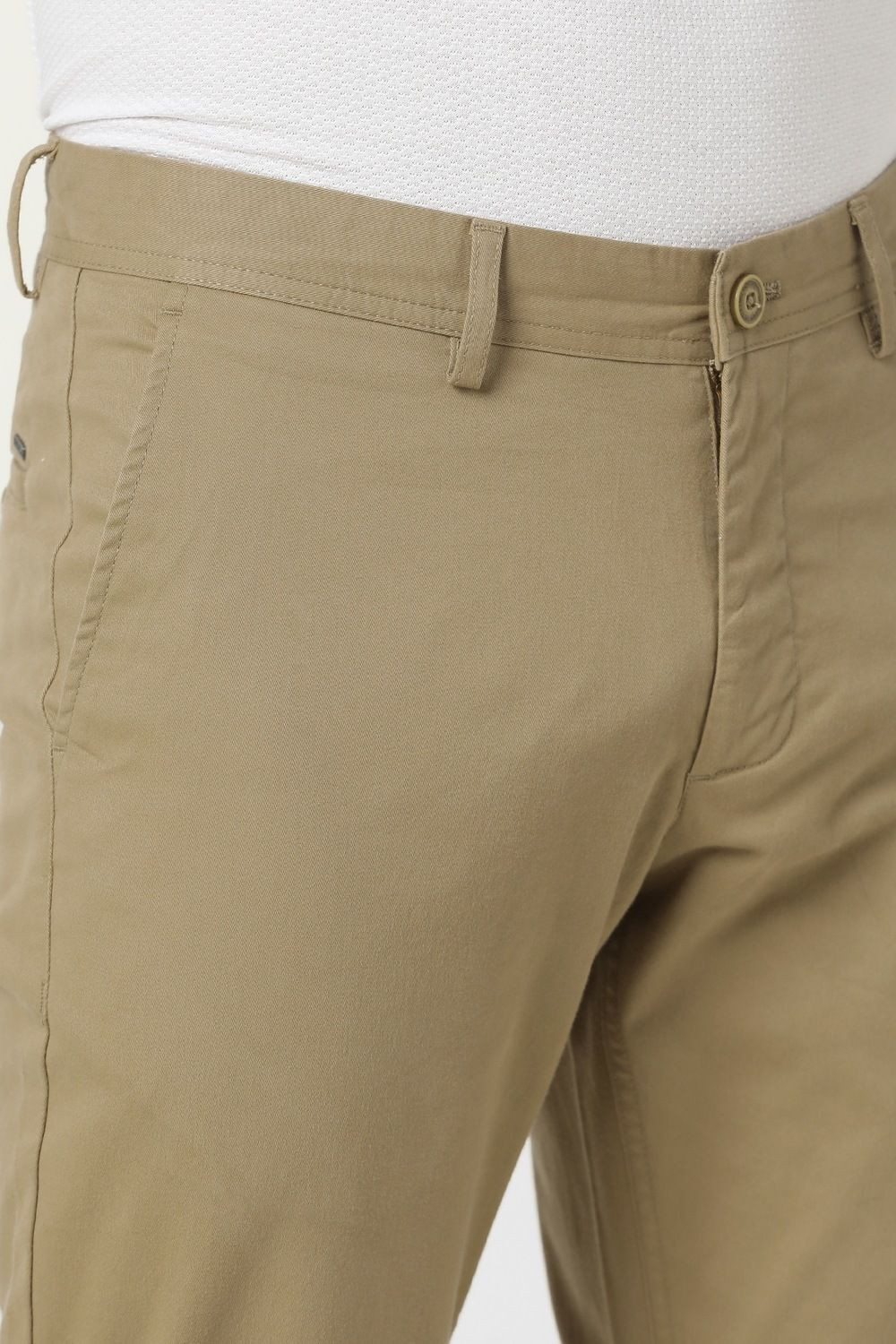 Image of PETER ENGLAND Slim Fit Men Khaki Trousers