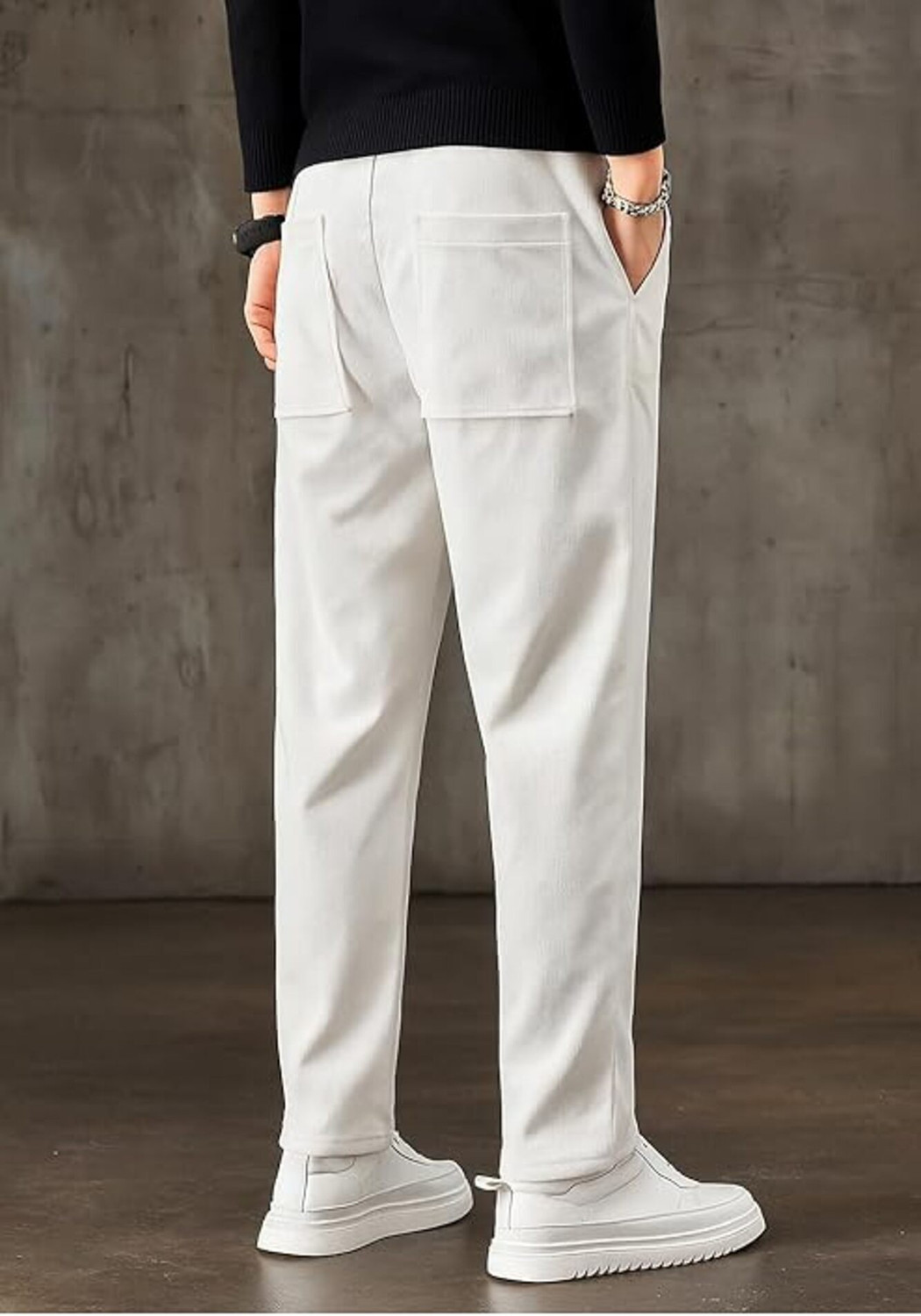 Image of Iqivli Relaxed Men White Trousers